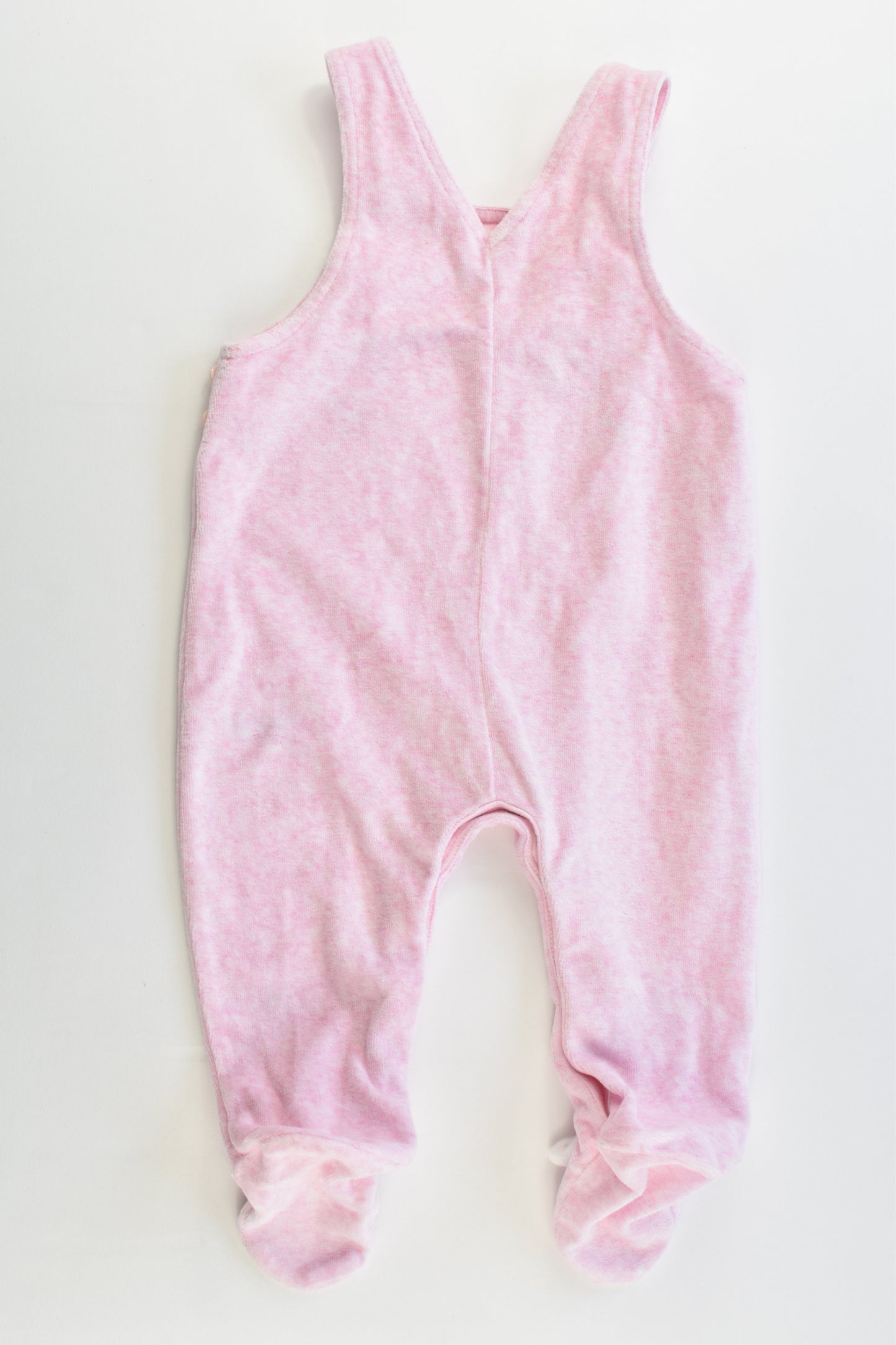 George Size 00 (3-6 months) Footed Kitty Velour Overalls