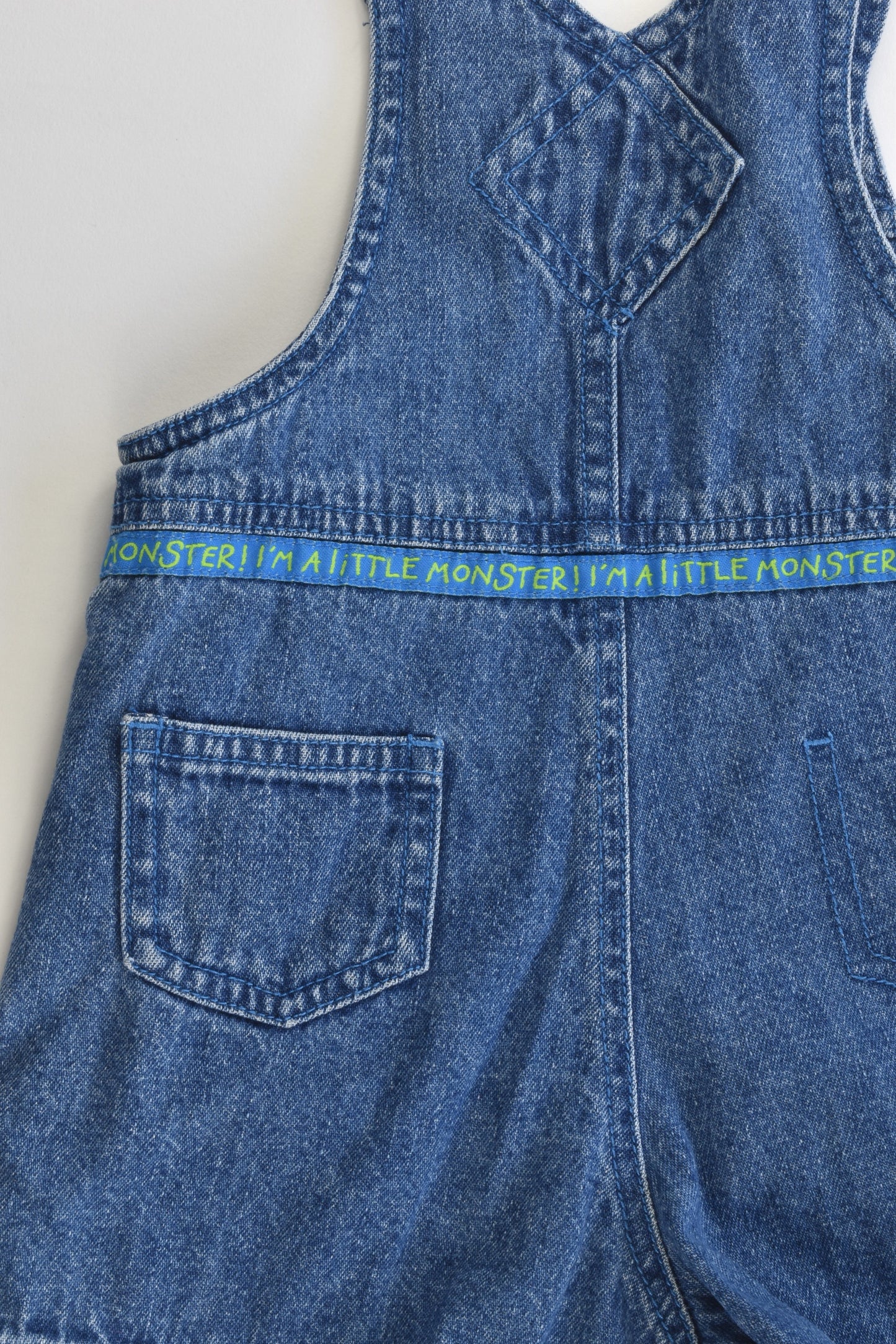 George Size 00 (3-6 months) 'Monster' Denim Short Overalls