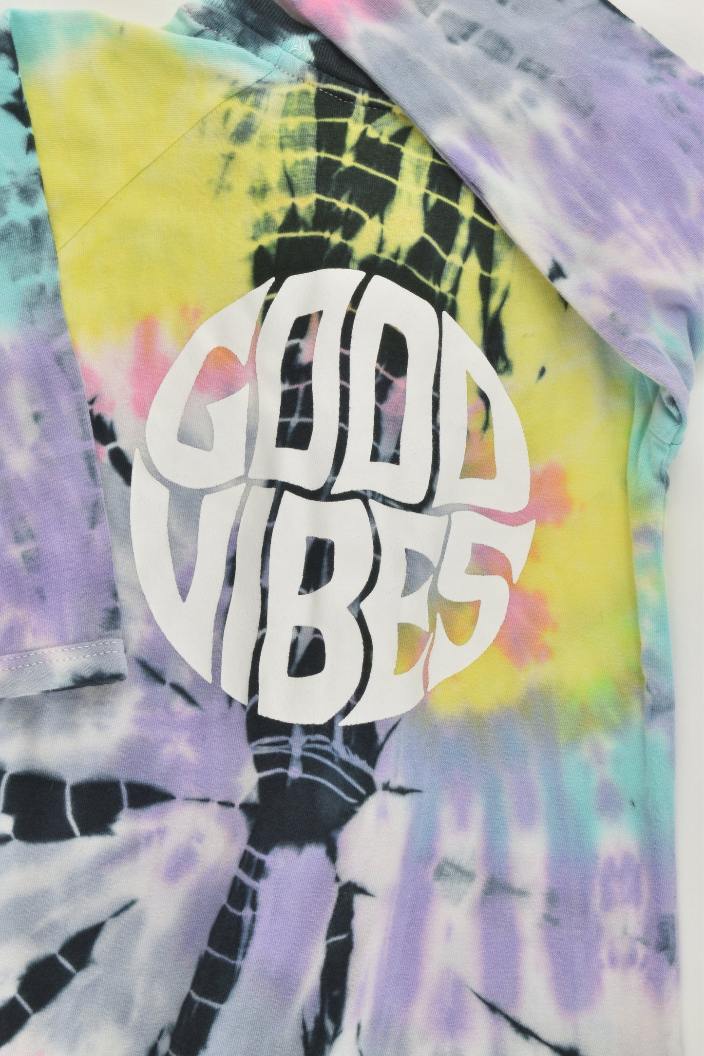 Ghanda (Australia) Size 0 (6-12 months) Tie Dye 'Good Vibes' Footed Romper