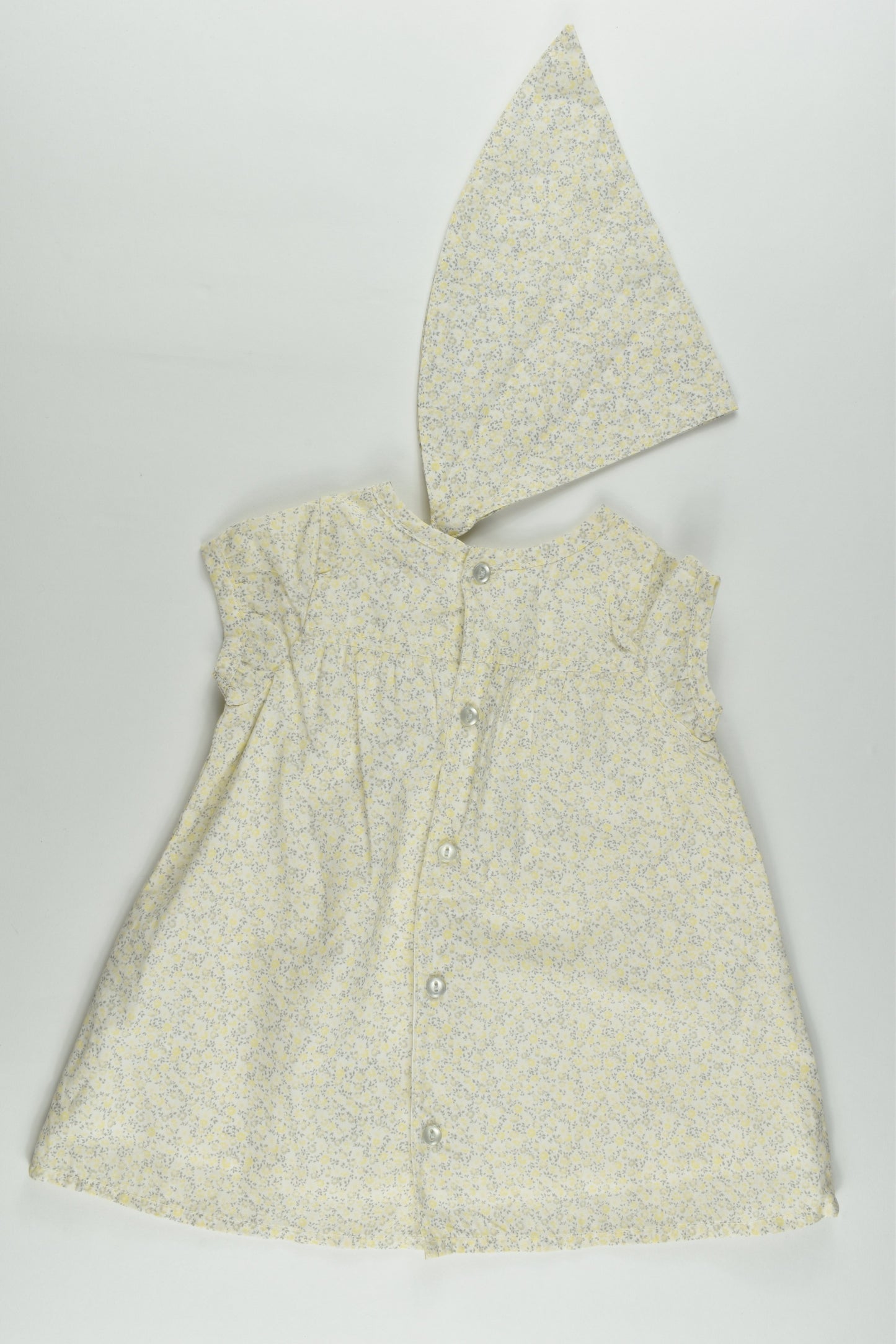 Grain De Blé (France) Size 00-0 (6 months, 67 cm) Lined Floral Dress and Head Scarf