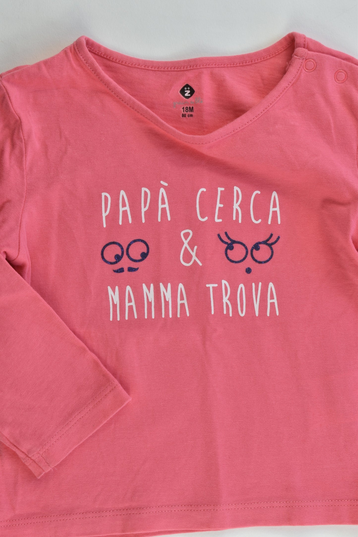 Grain De Blé (France) Size 1 (18 months, 80 cm) "Papà Cerca & Mamma Trova" Top