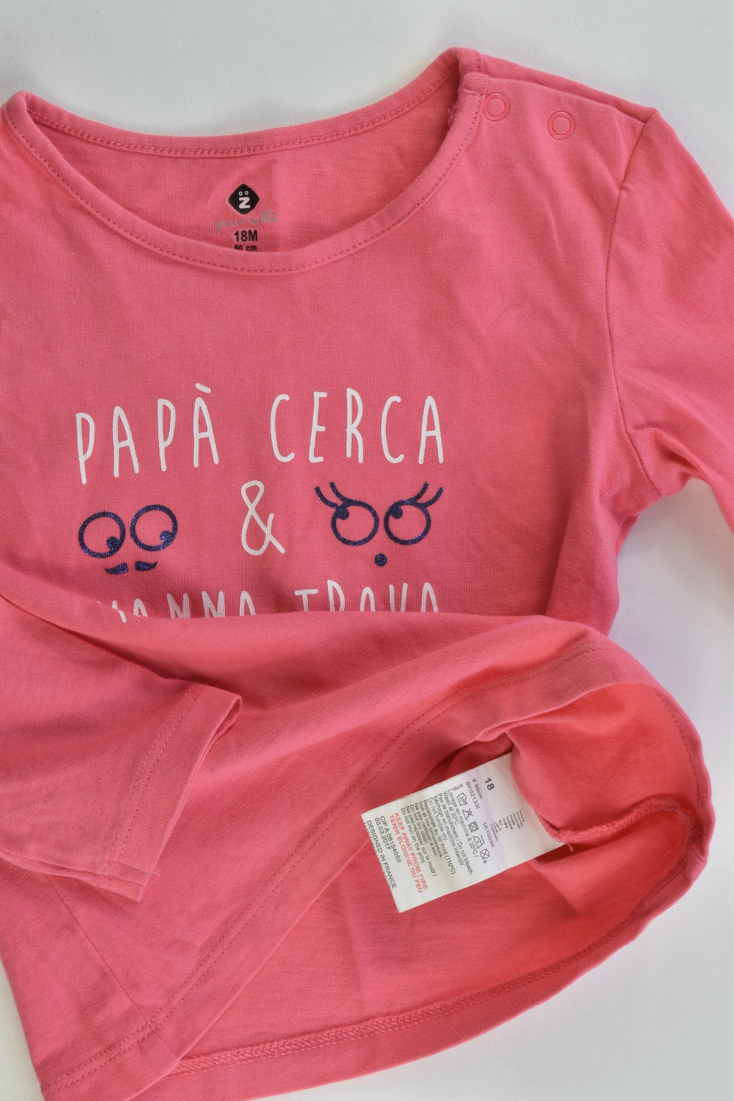 Grain De Blé (France) Size 1 (18 months, 80 cm) "Papà Cerca & Mamma Trova" Top