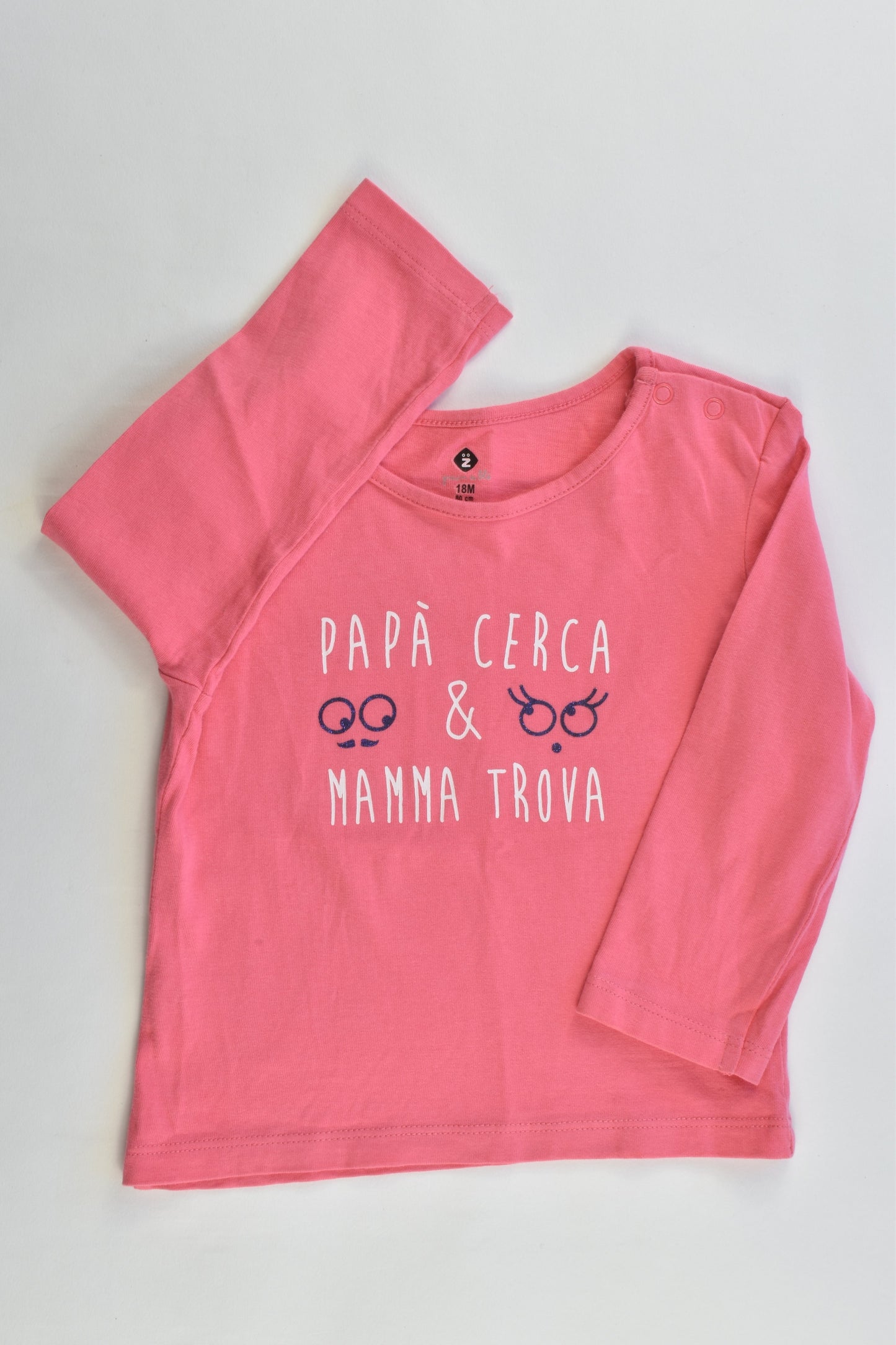 Grain De Blé (France) Size 1 (18 months, 80 cm) "Papà Cerca & Mamma Trova" Top