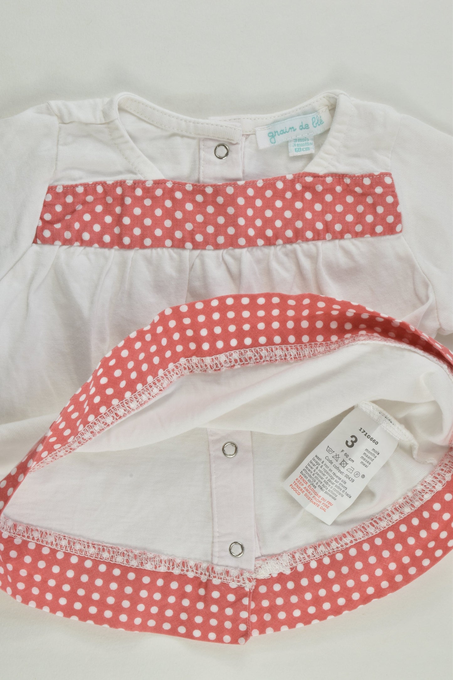 Grain De Blé Size 000 (3 months, 60 cm) Polka Dot Details T-shirt/Tunic