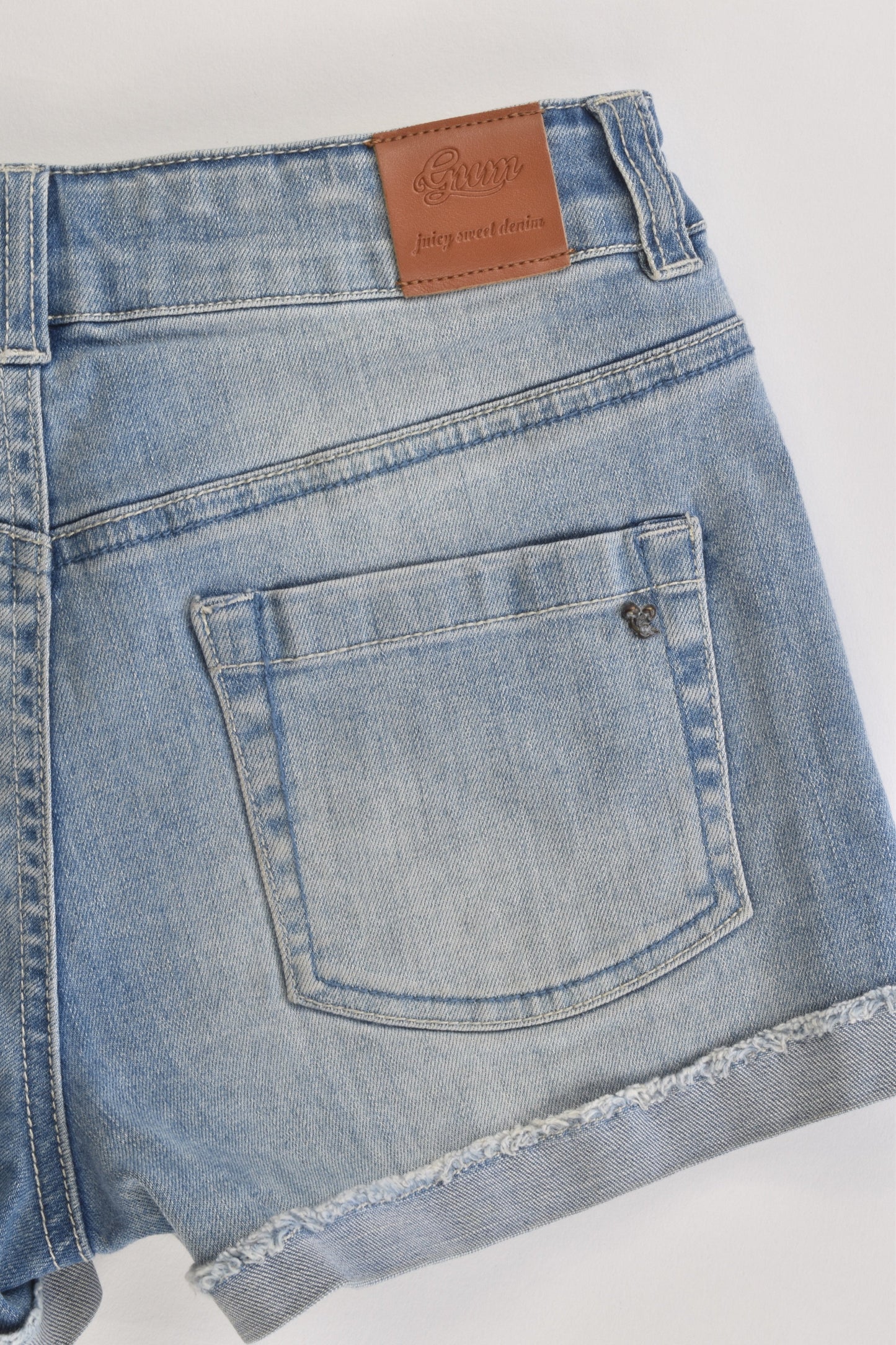 Gum Size 12 Stretchy Denim Shorts with Floral Embroidery