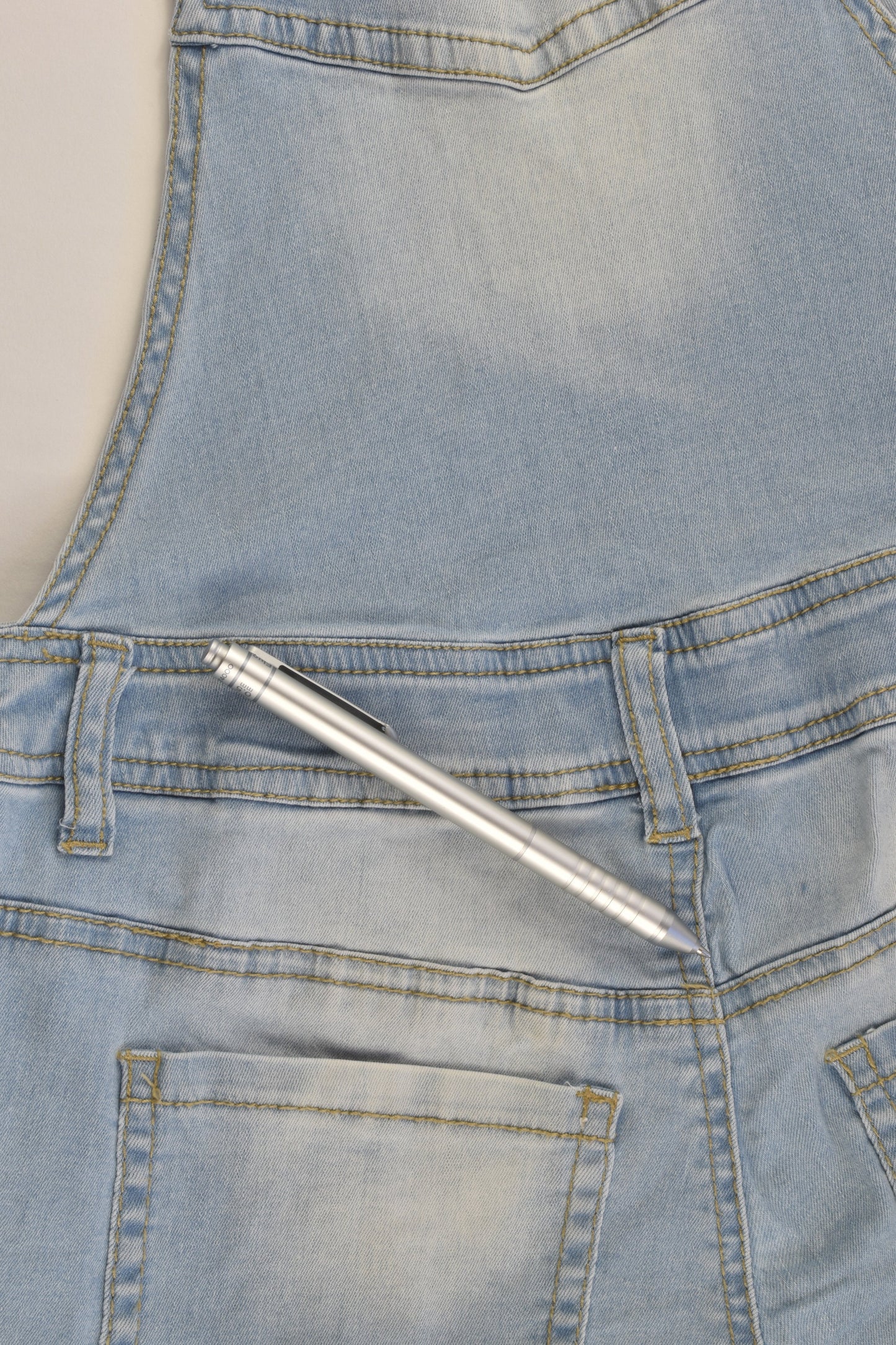 Gum Size 8 Stretchy Denim Short Overalls with Lace Details