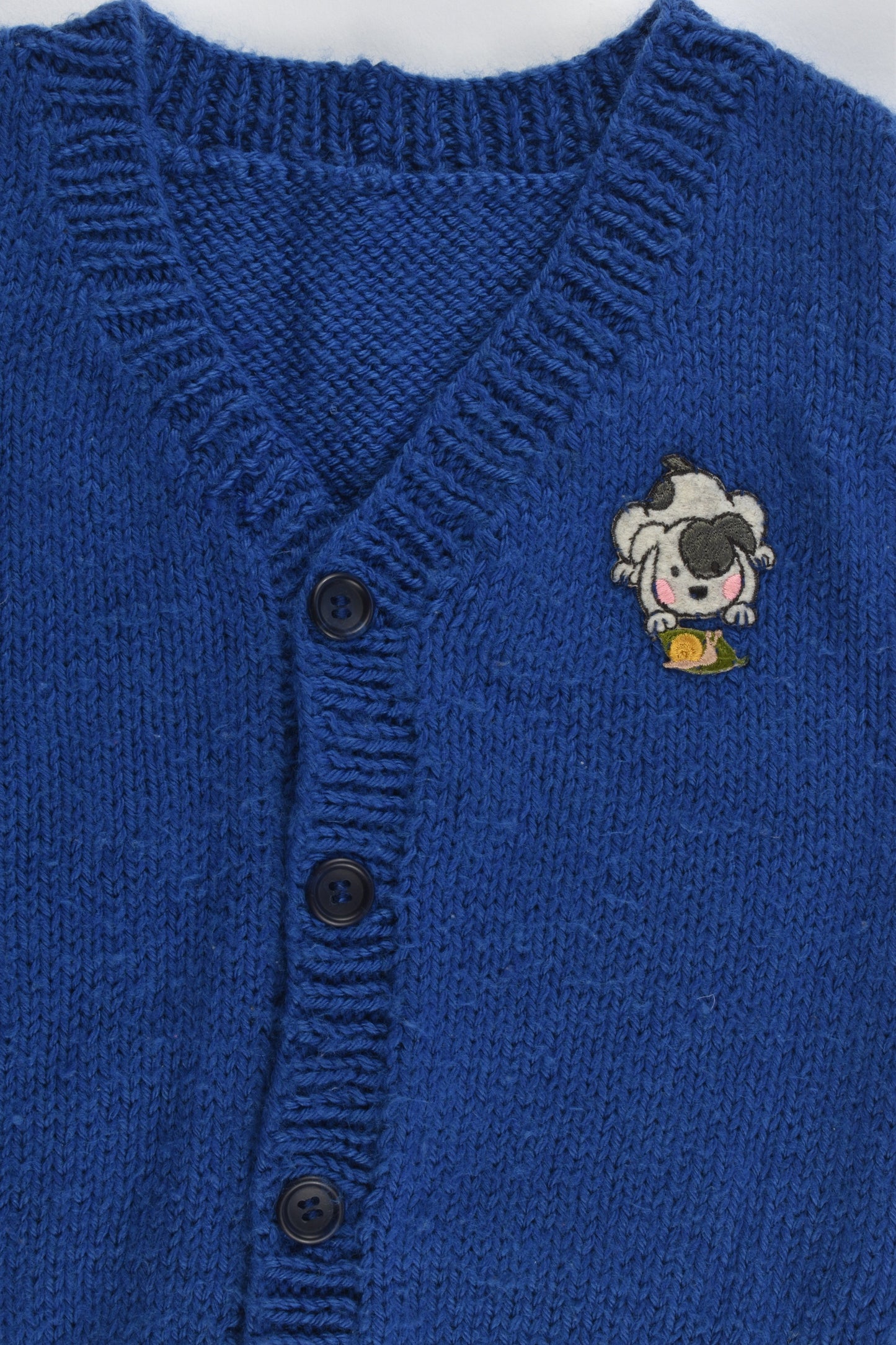 Hand Knitted Size approx 2 Vest with Dog Patch