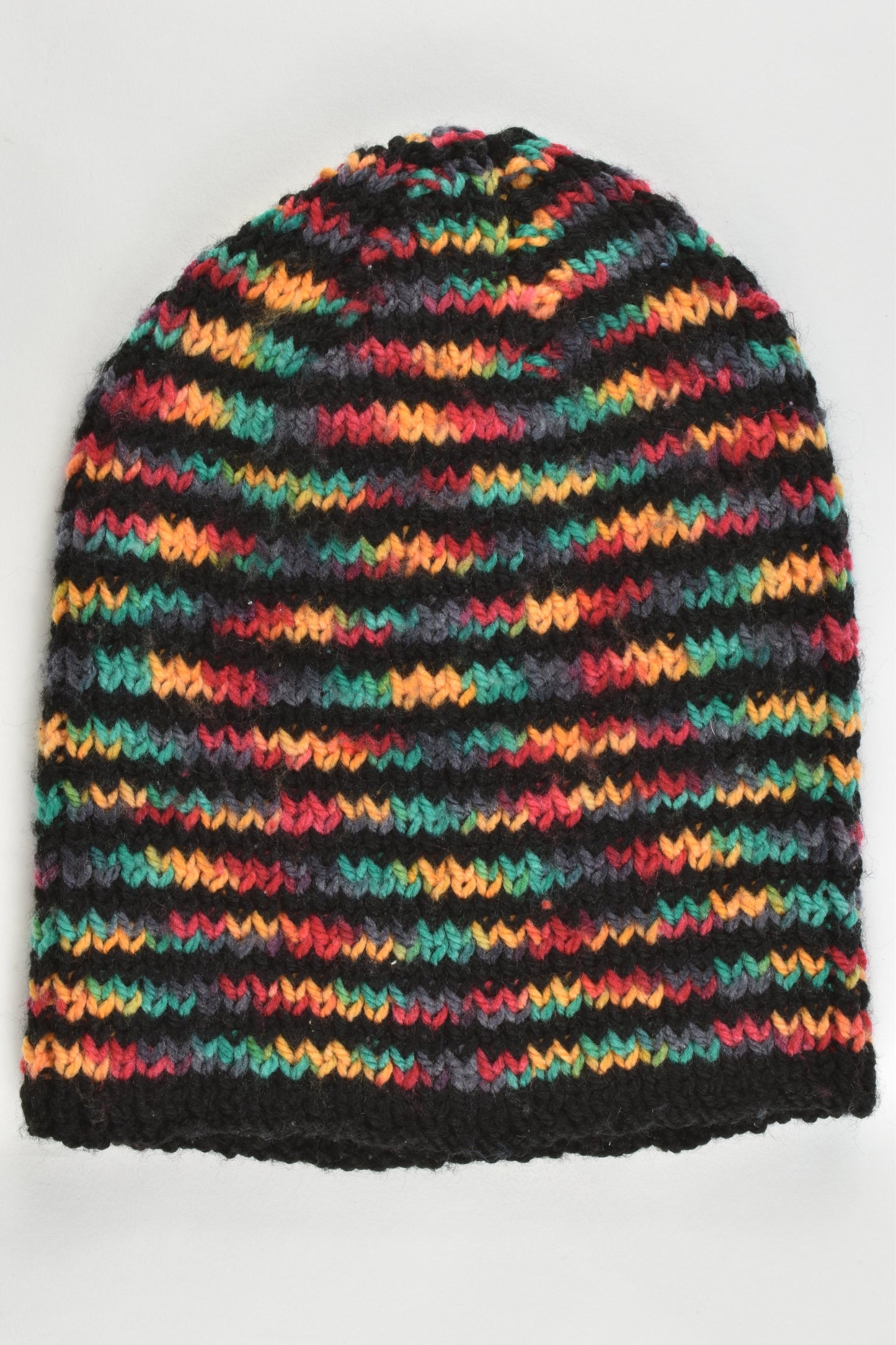 Hand Knitted Size approx 6-12 years Wool Beanie