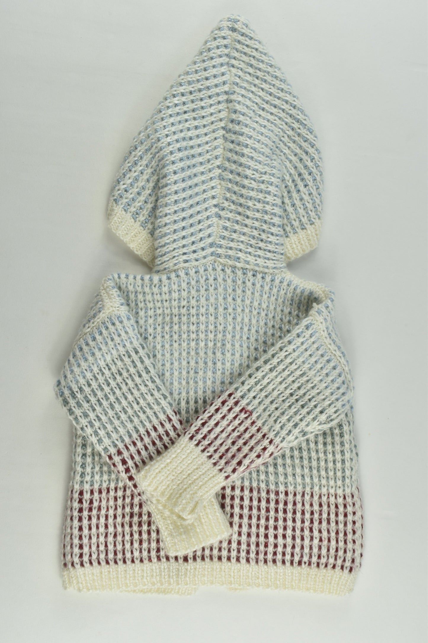 Handmade Size approx 00-0 Knitted Hooded Cardigan