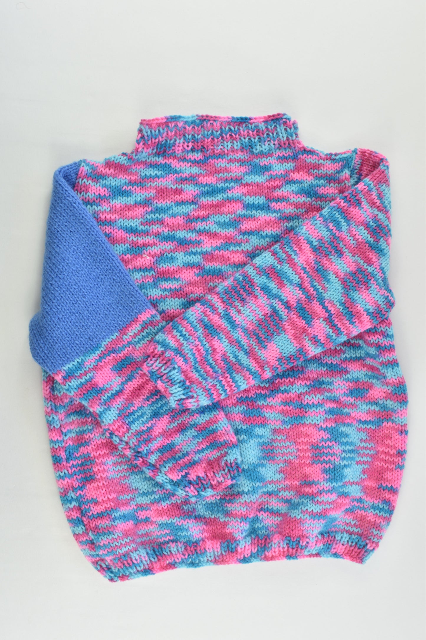 Handmade Size approx 3-4 Pink and Blue Mix Knitted Jumper
