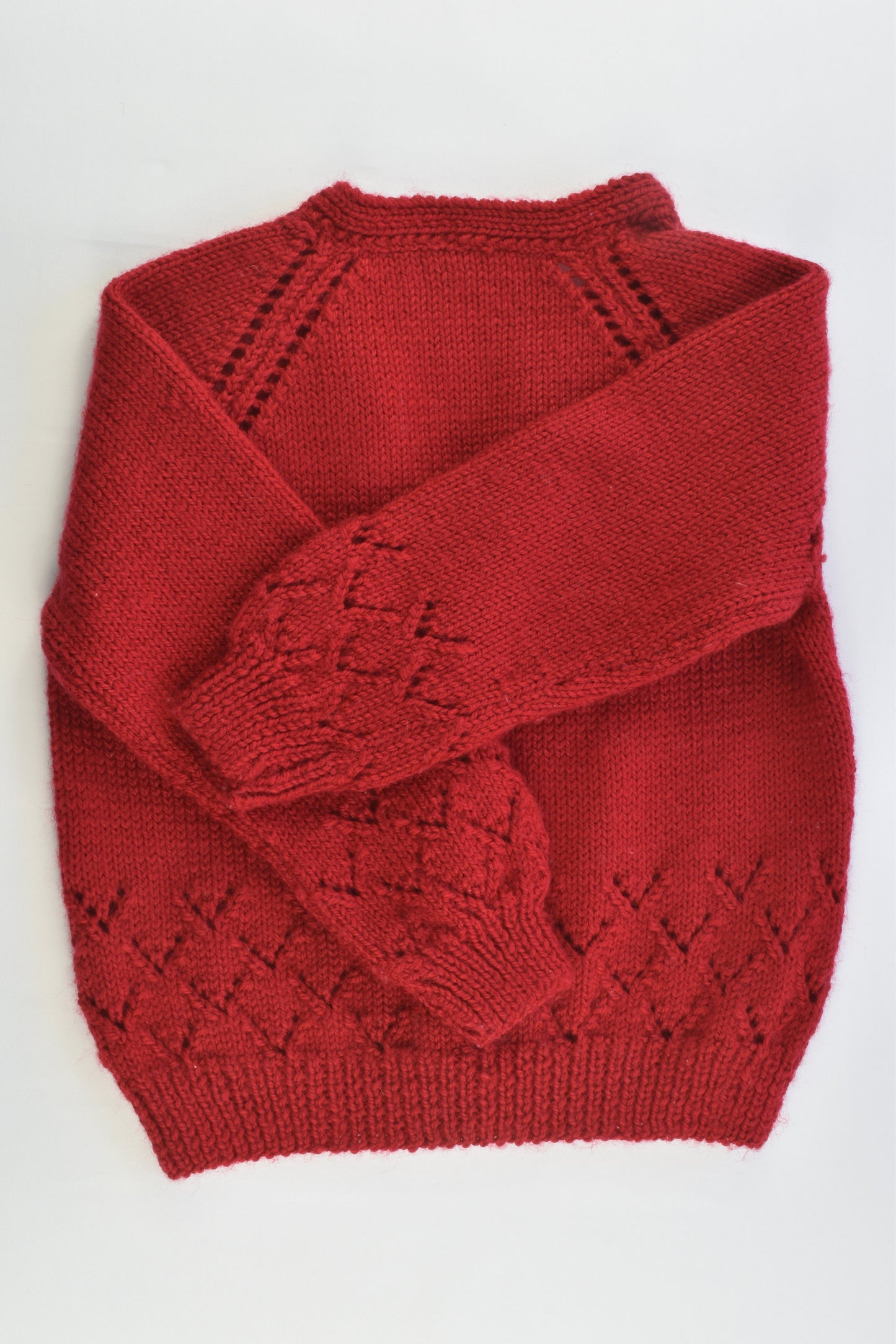Handmade Size approx 5-6 Knitted Wool Cardigan