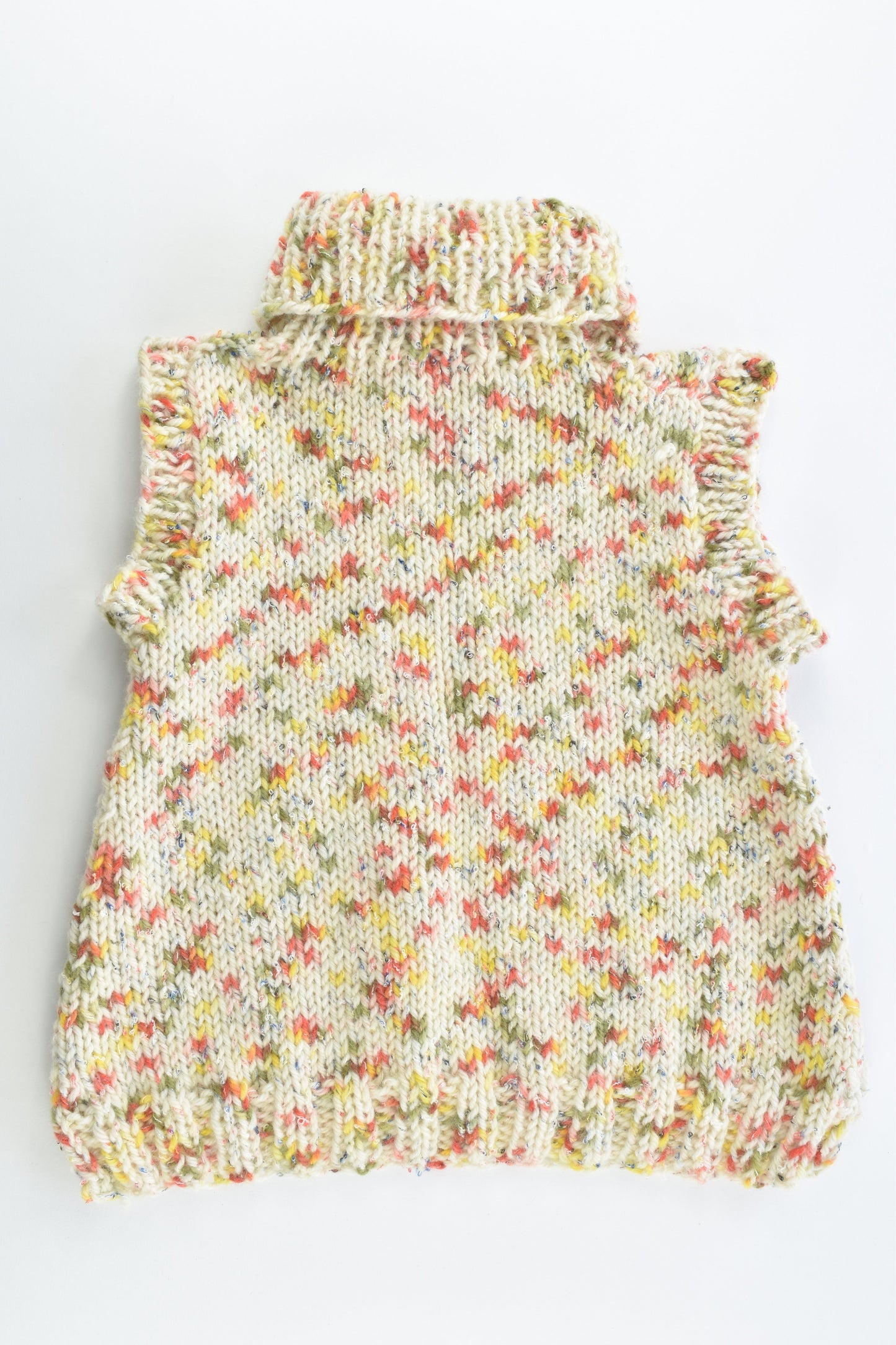 Handmade Size approx 5-7 Polo Neck Warm Wool Knitted Jumper