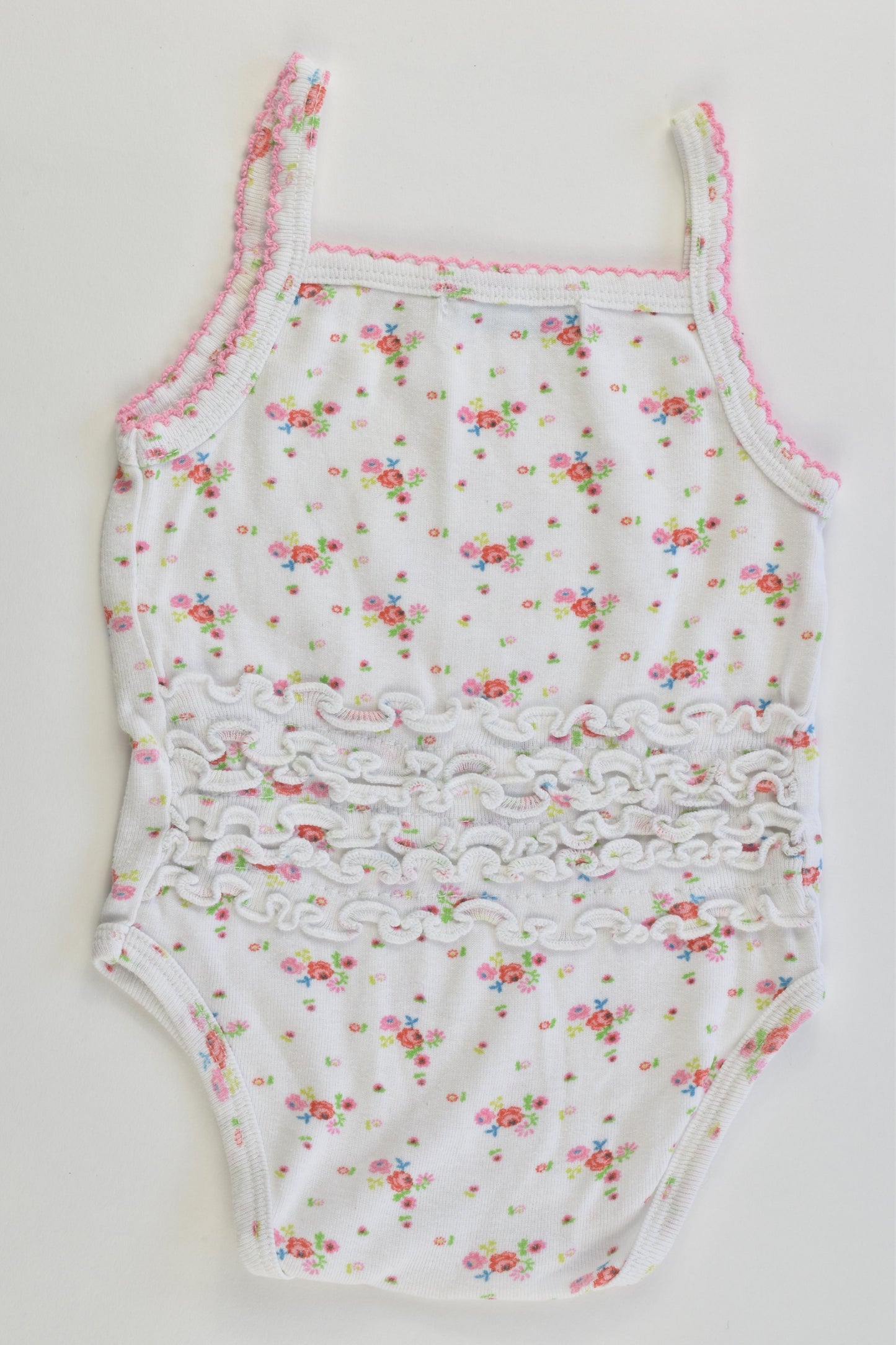 Hema Size 000 (62/68 cm) Floral Bodysuit with ruffle at the back