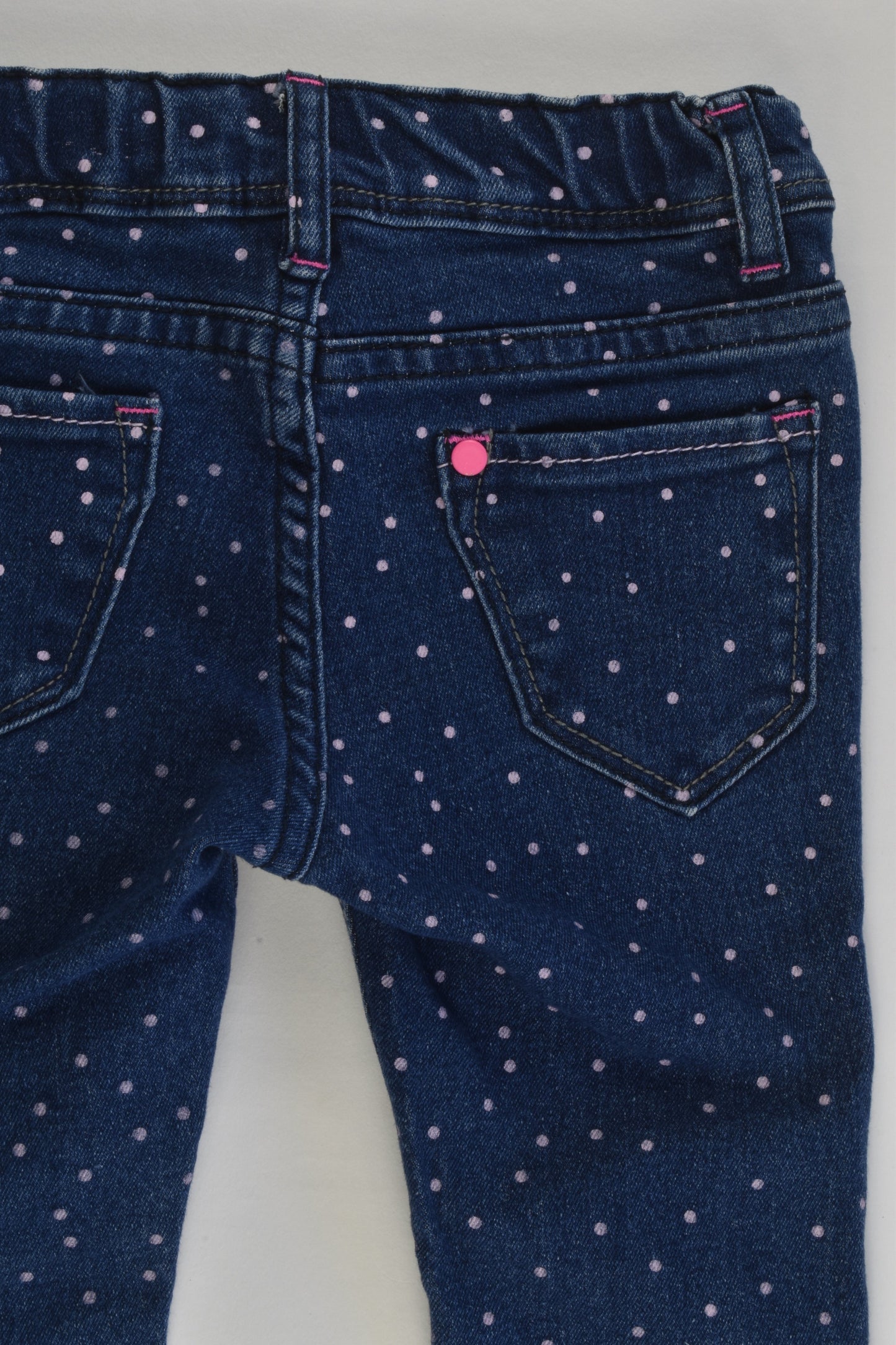 Hippo + Friends Size 2-3 (96 cm) Stretchy Polka Dots Denim Pants