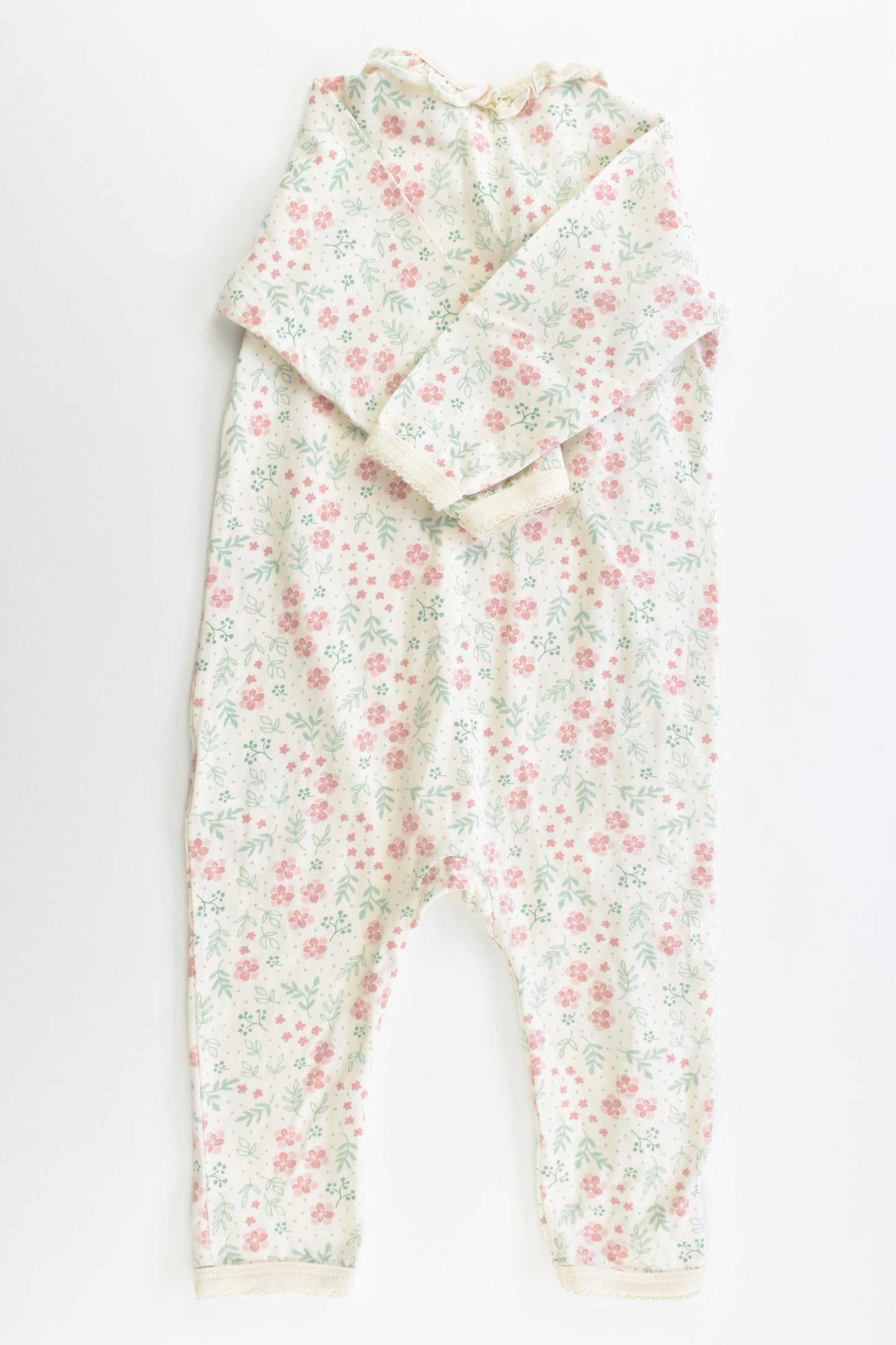 H&M Size 0 (74 cm, 6-9 months) Floral Frill Collar Romper