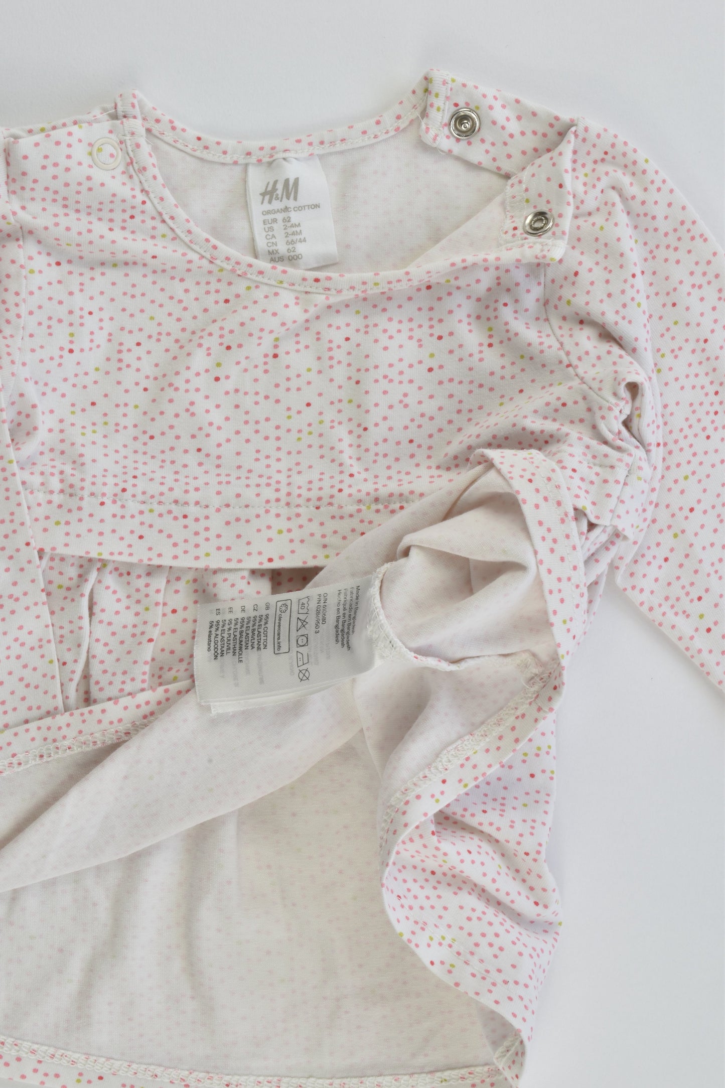 H&M Size 000 (62 cm, 2-4 months) Organic Cotton Dress