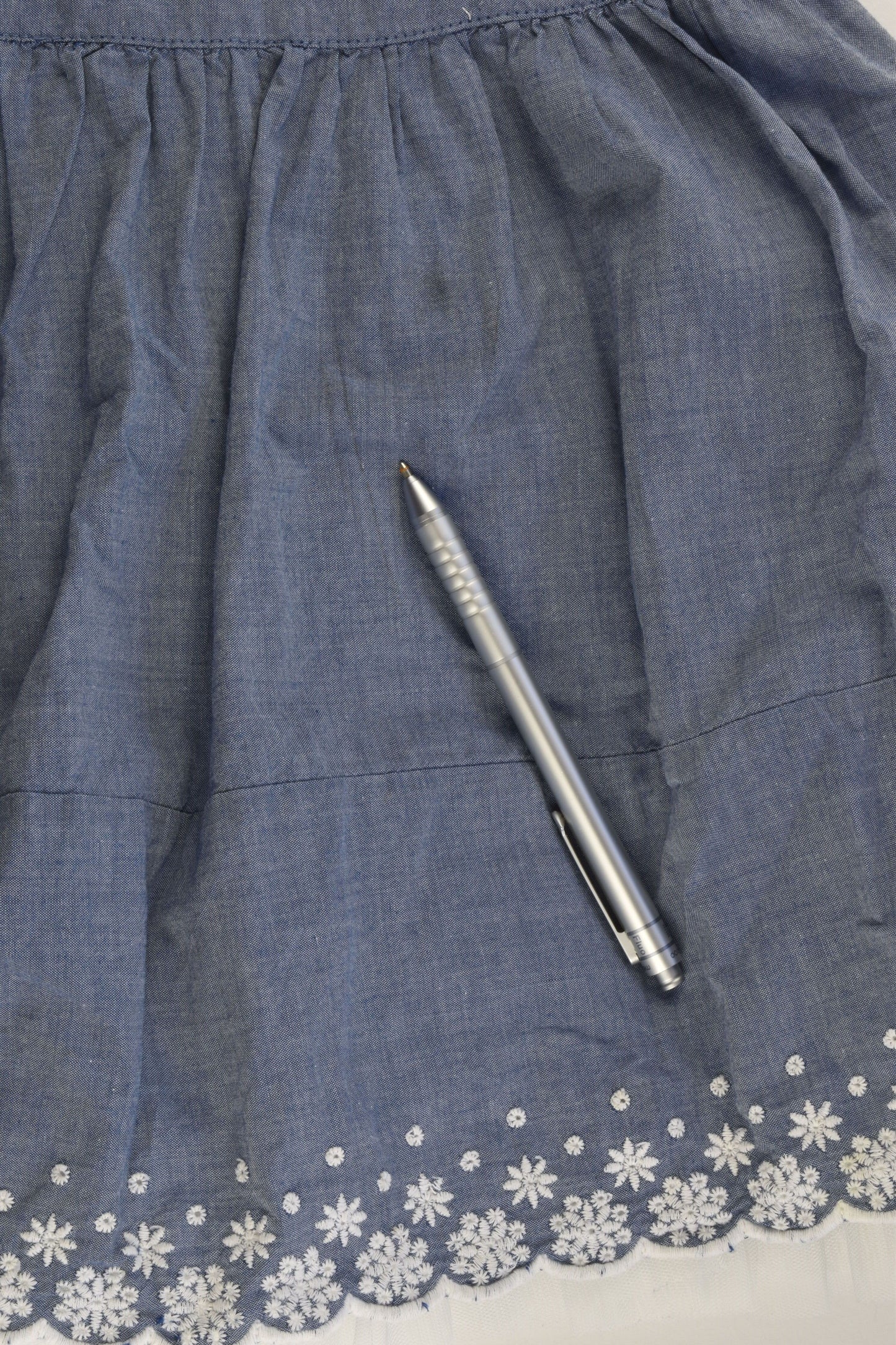 H&M Size 1 (86 cm) Tulle Lined Denim-like Dress with Lace Hem