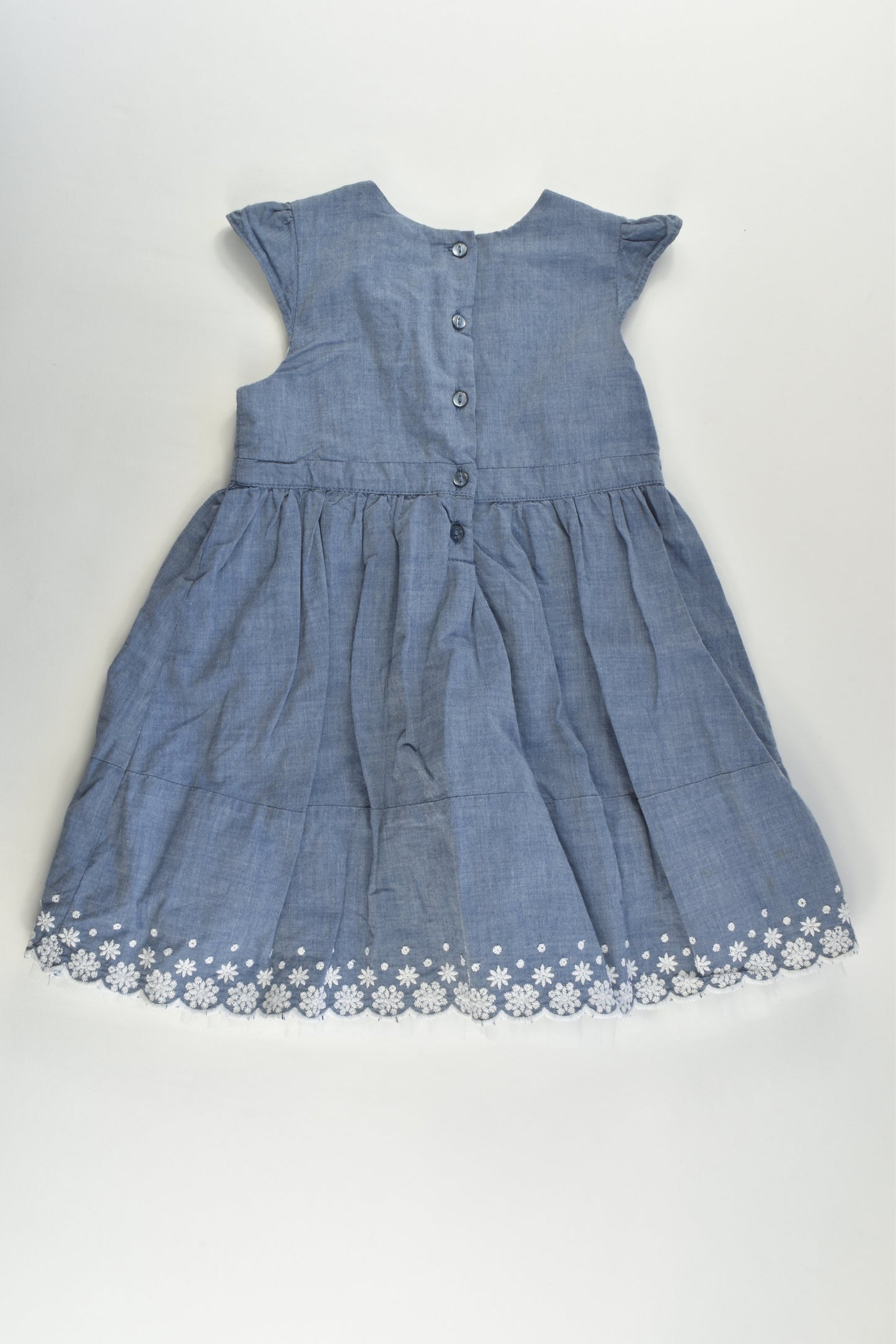 H&M Size 1 (86 cm) Tulle Lined Denim-like Dress with Lace Hem