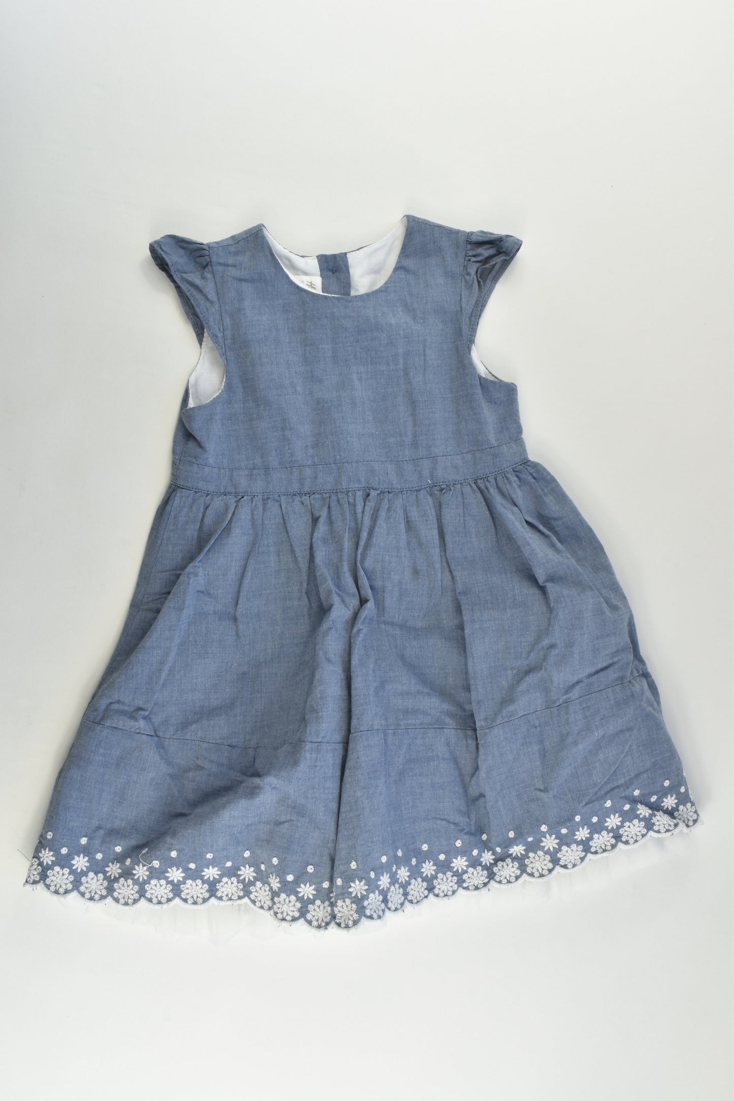 H&M Size 1 (86 cm) Tulle Lined Denim-like Dress with Lace Hem