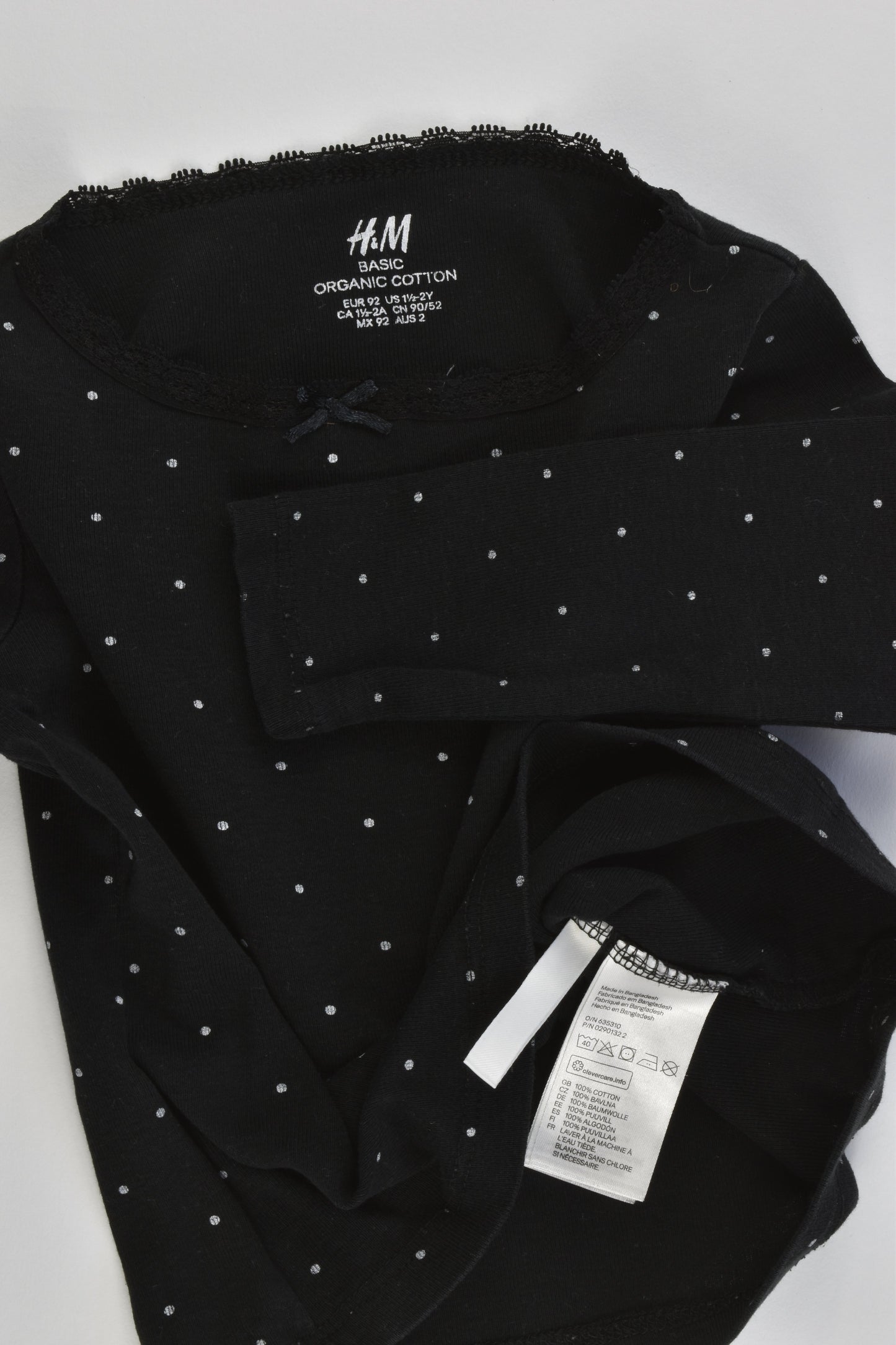 H&M Size 2 (92 cm) Organic Cotton Dotted Top