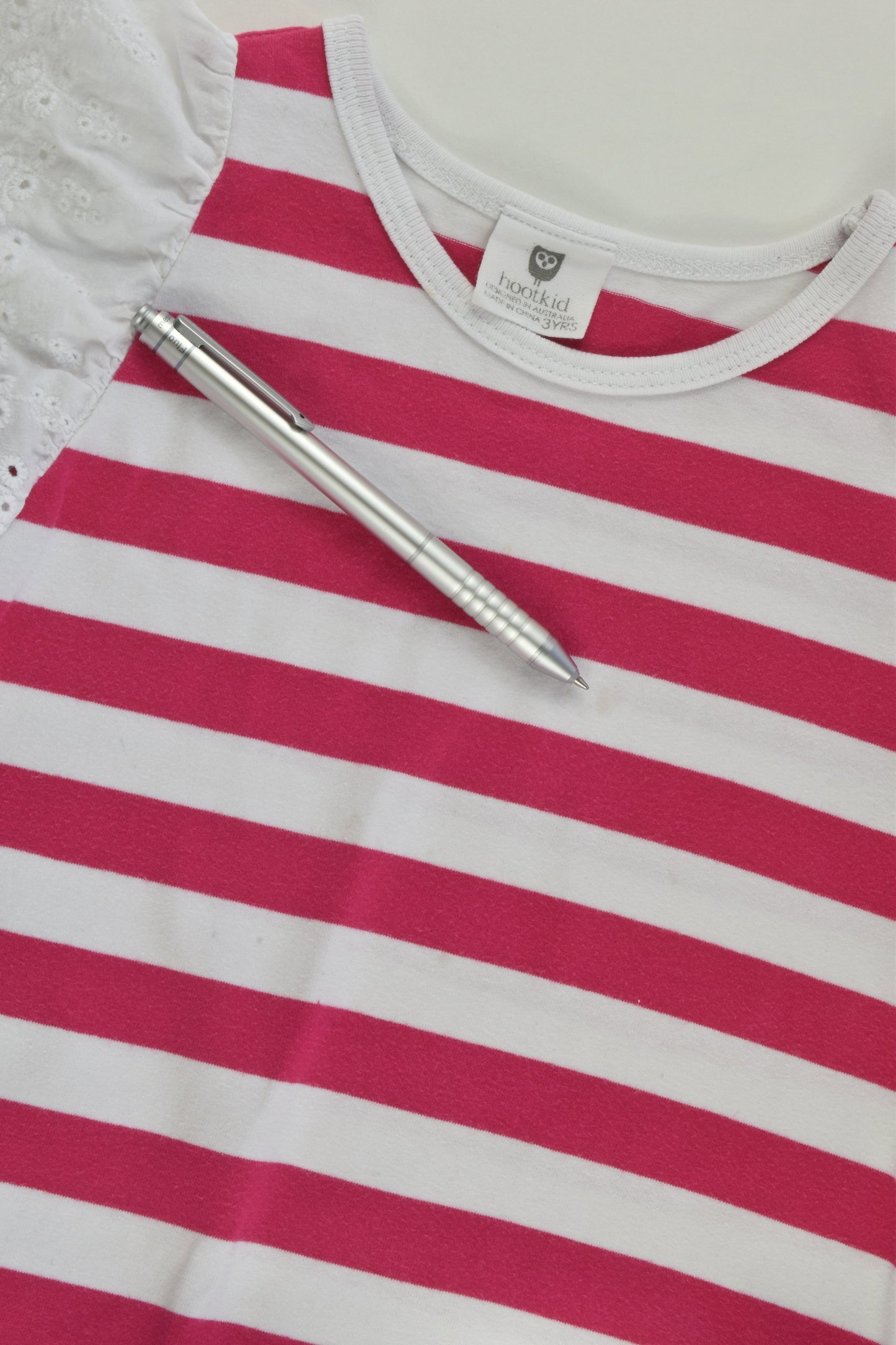 Hootkid Size 3 Striped Dress With Lace Hem