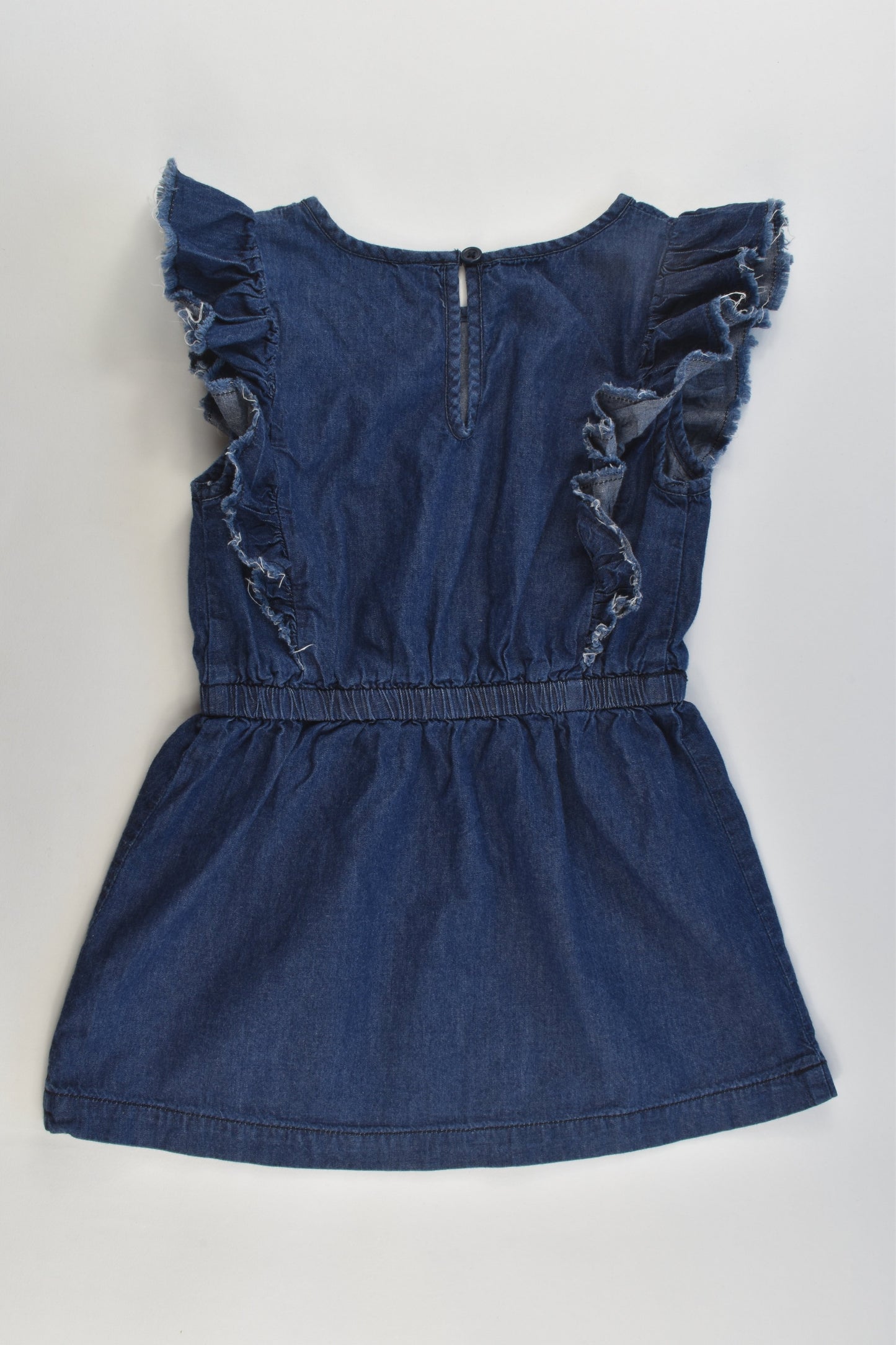 H&T Size 2 (92 cm) Lightweight Ruffle Sleeves Denim Dress