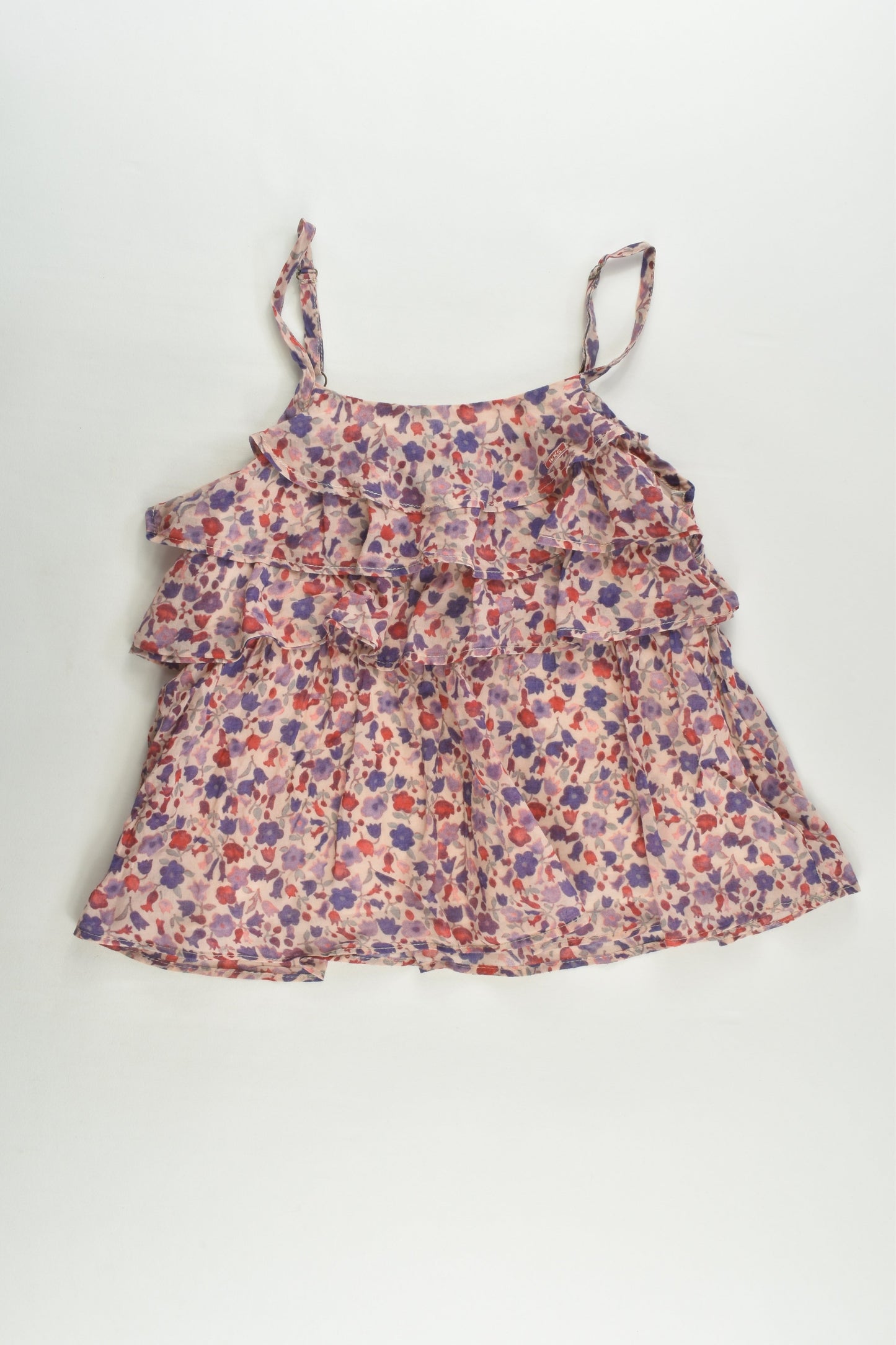 Ikks Size 8 Lined Floral Ruffle Blouse