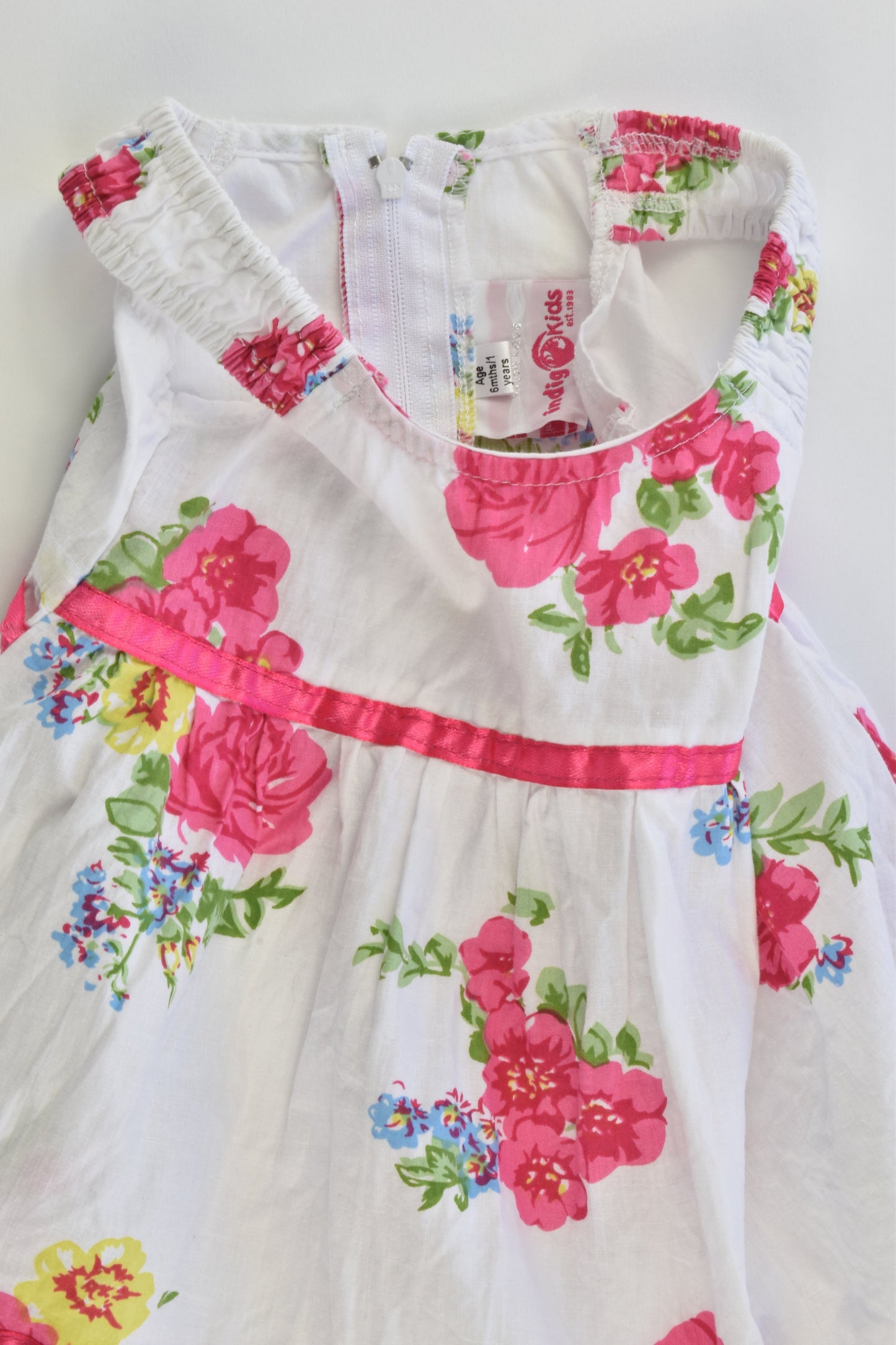 Indigo Kids Size 0 (6 months/1 year) Floral Dress with Lace Hem