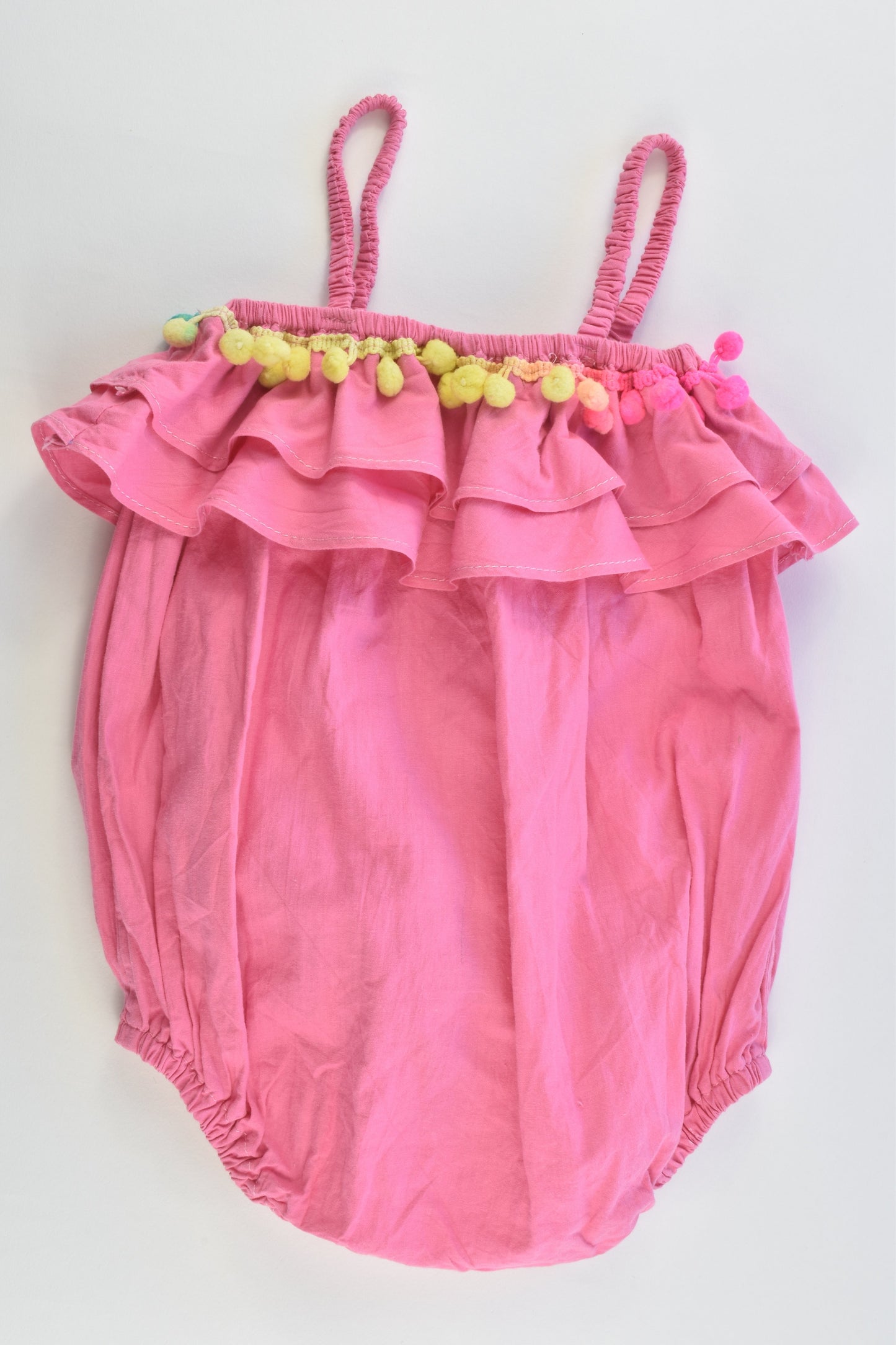 Indigo Kids Size 1-2 Playsuit with Colorful Pom Poms
