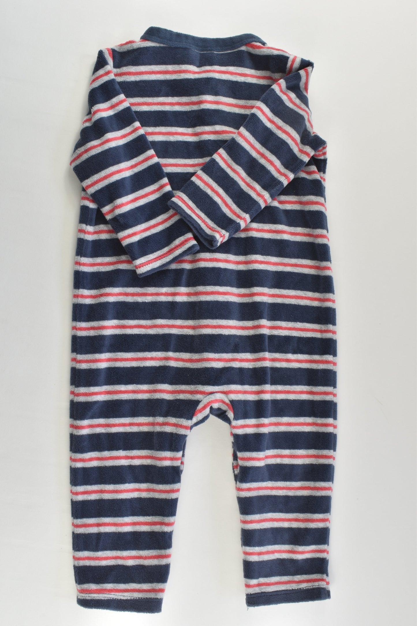 Jack & Milly Size 0 Striped Smiley Face Pocket Velour Romper