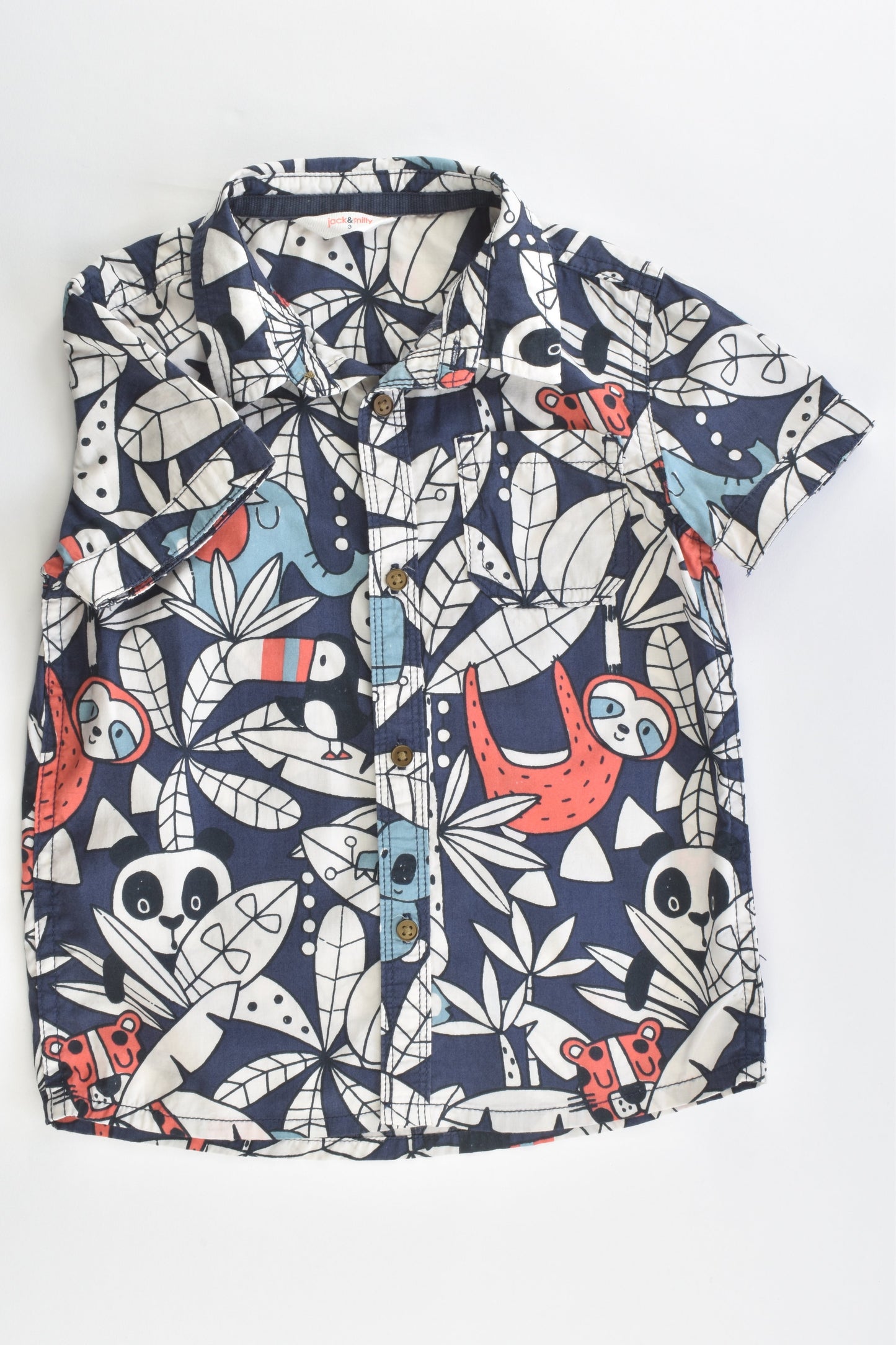 Jack & Milly Size 3 Animals Collared Shirt