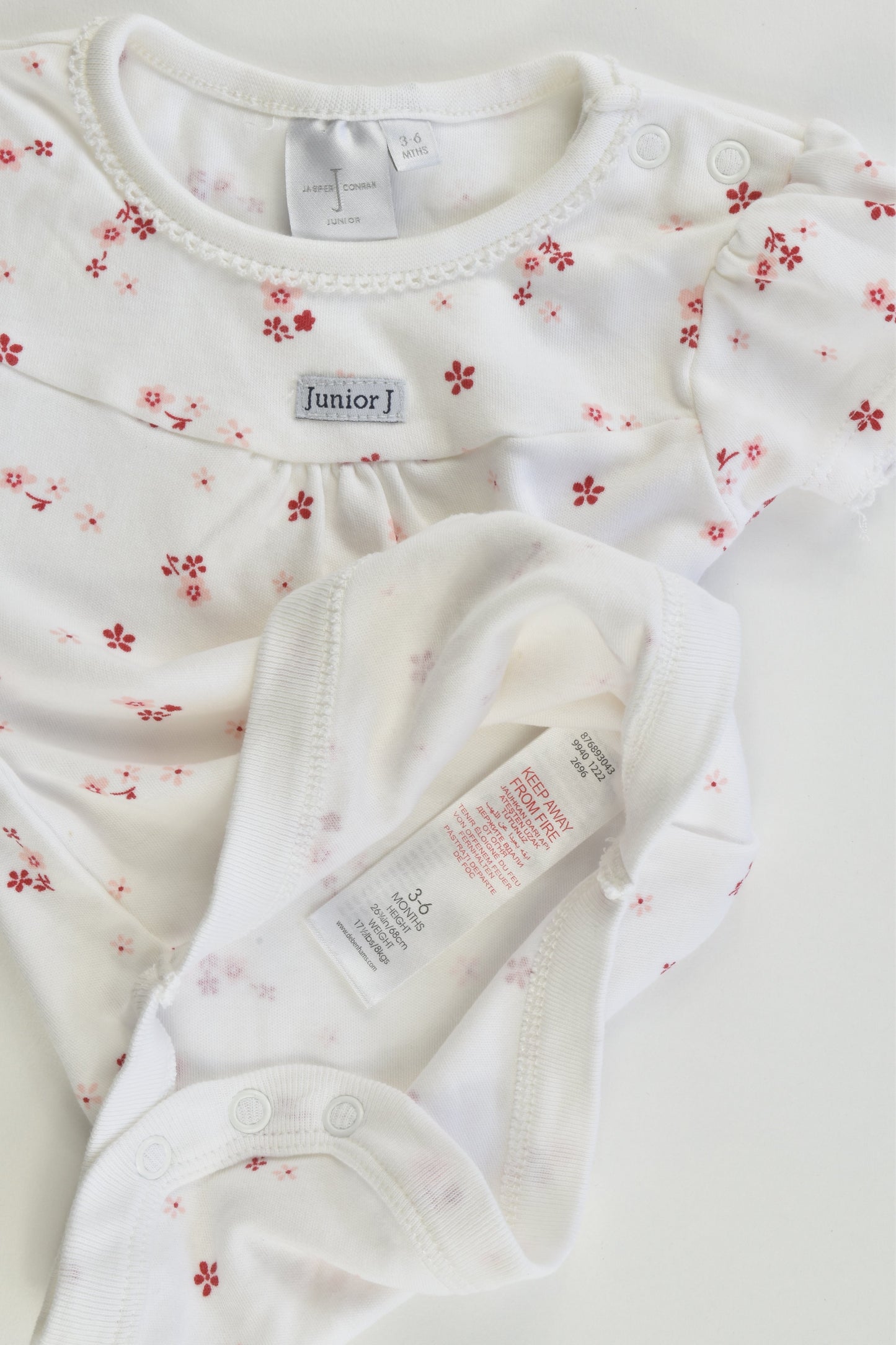 Jasper Conran Junior UK Size 3-6 months (68 cm) Red Floral Bodysuit