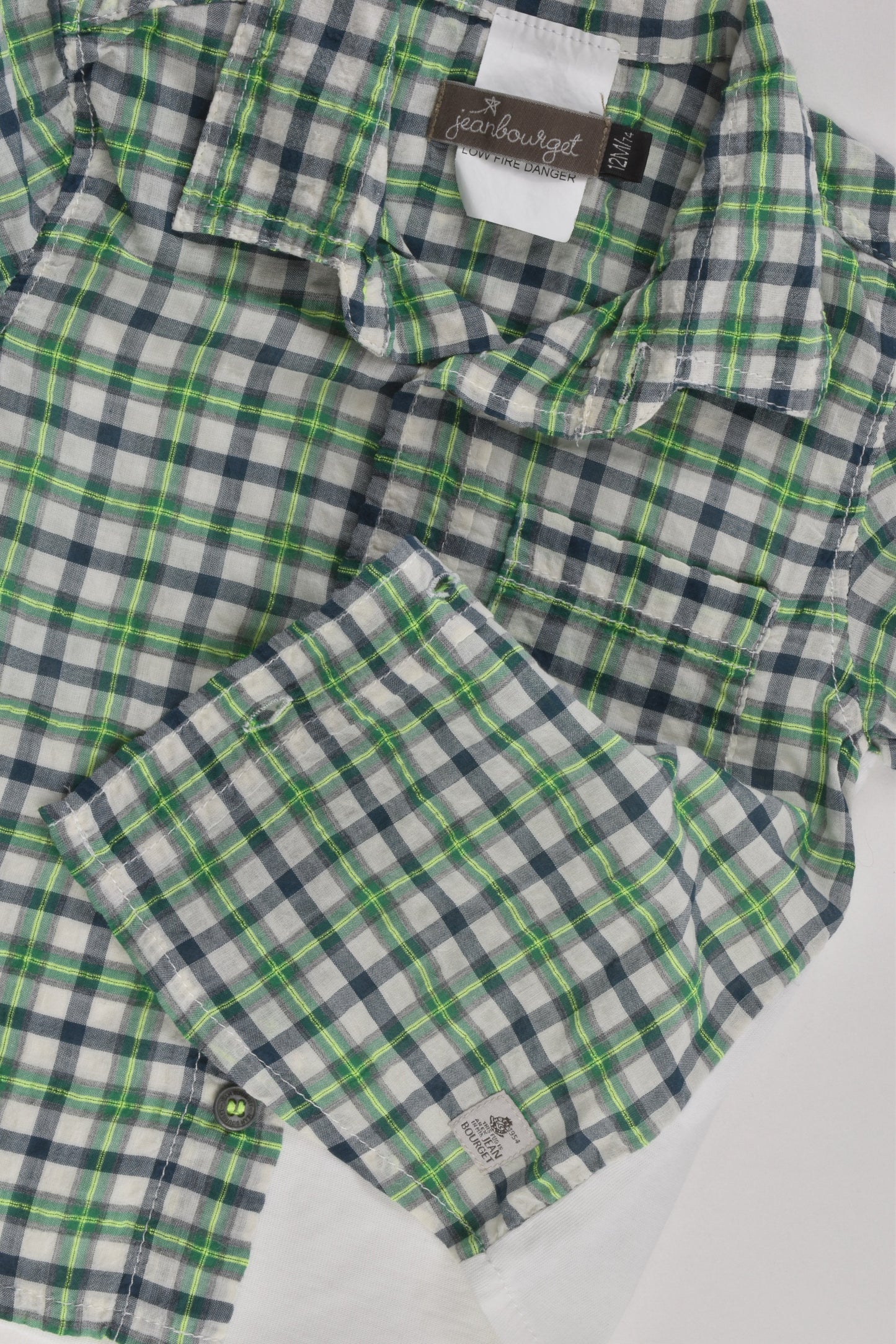 Jean Bourget Size 0 (12 months, 74 cm) 'On The Rock' Zebras/Checked Shirt