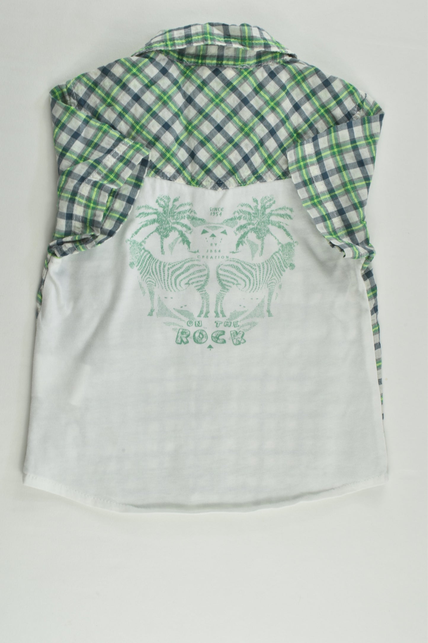 Jean Bourget Size 0 (12 months, 74 cm) 'On The Rock' Zebras/Checked Shirt
