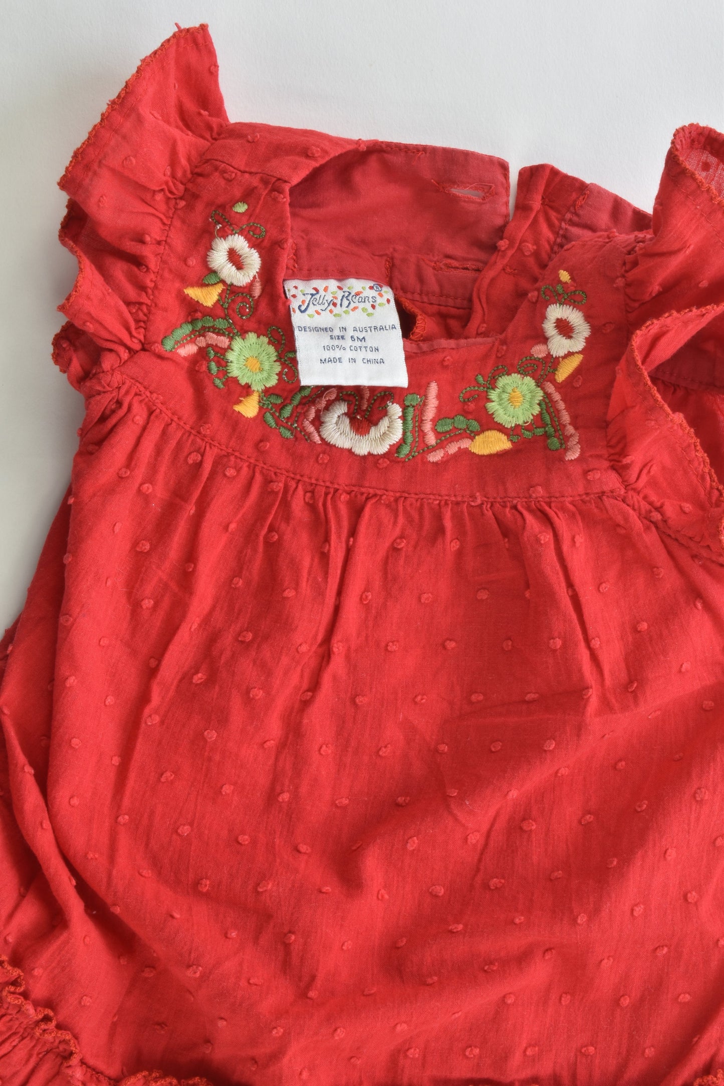 Jelly Beans Australia Size 6 months Dress with Embroidery