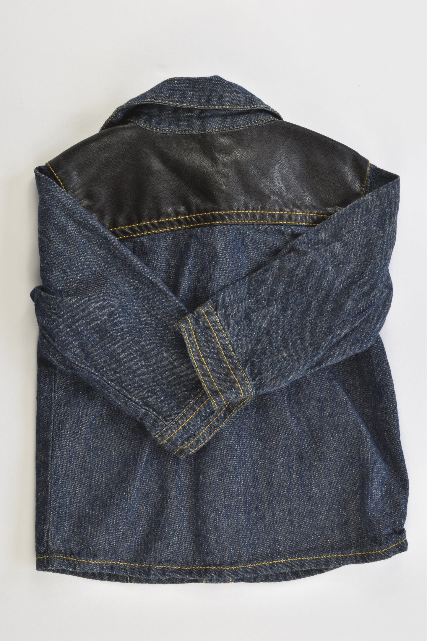 Kardashian Kids Size 00 Soft Denim Shirt with Leather-like Details on the Shoulders