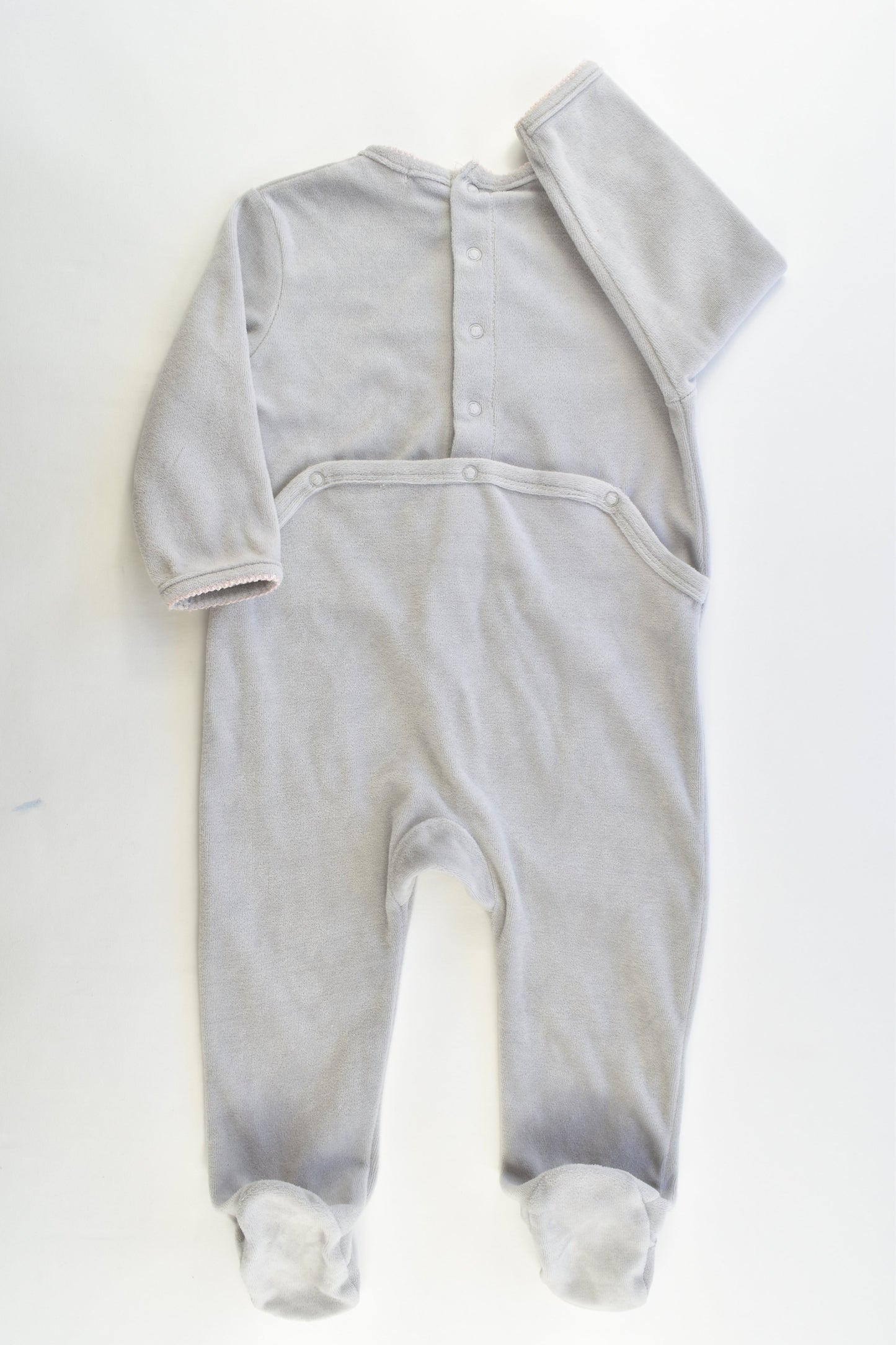 Kiabi (France) Size 18 months (1) Footed Bunny Velour Romper