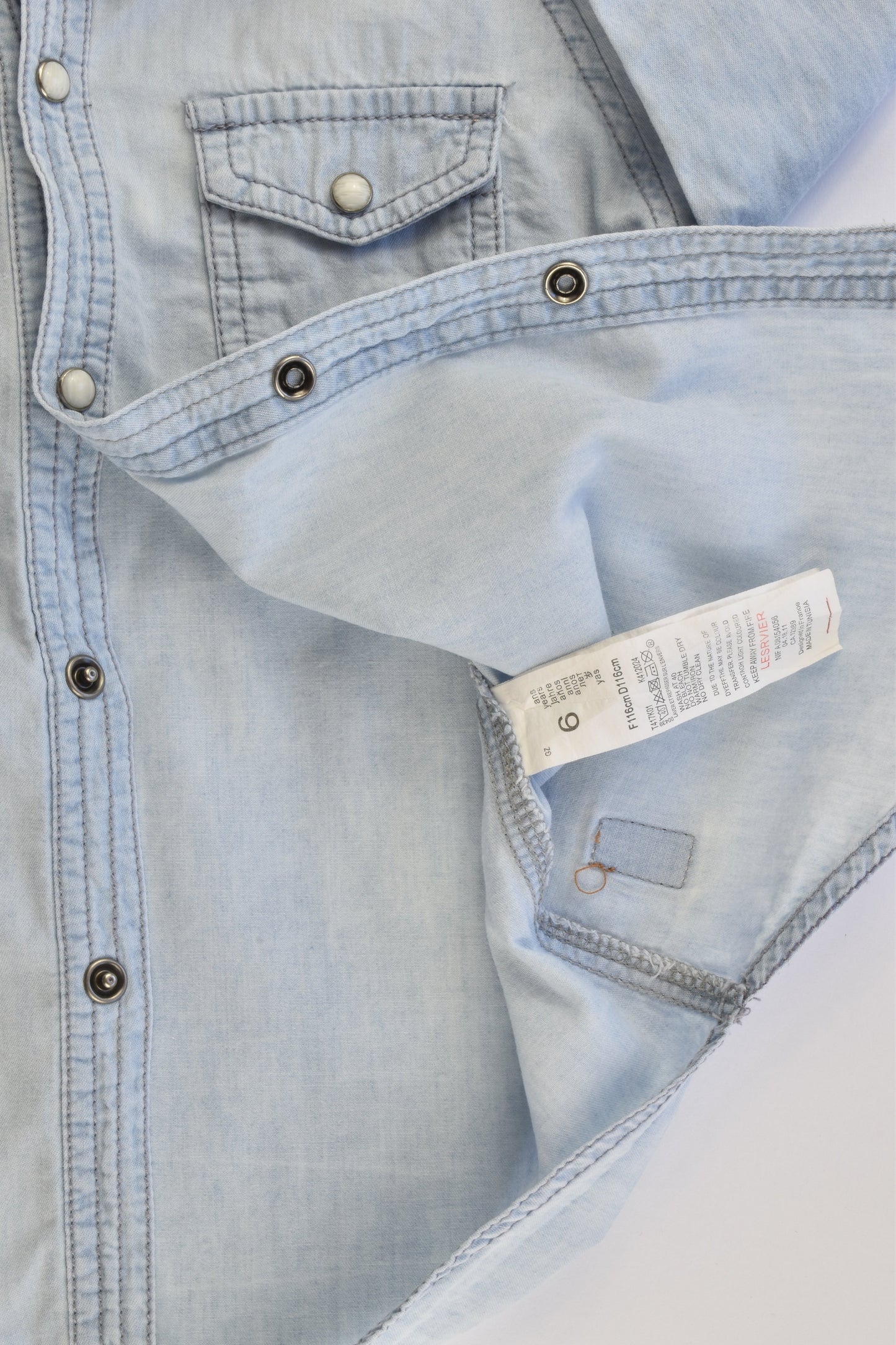 Lesrvier Kids by Okaidi (France) Size 6 Casual Collared Denim Shirt