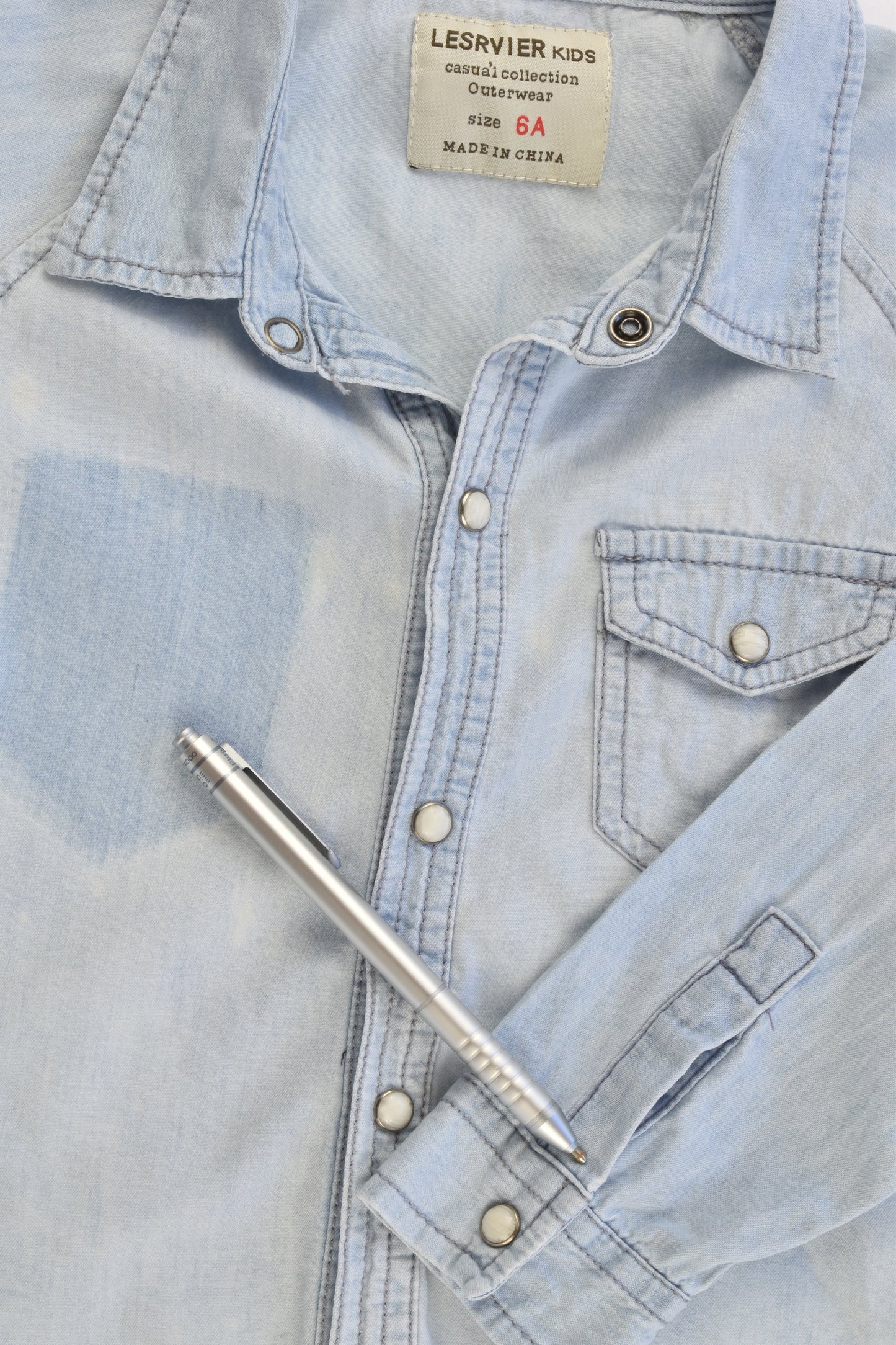 Lesrvier Kids by Okaidi (France) Size 6 Casual Collared Denim Shirt