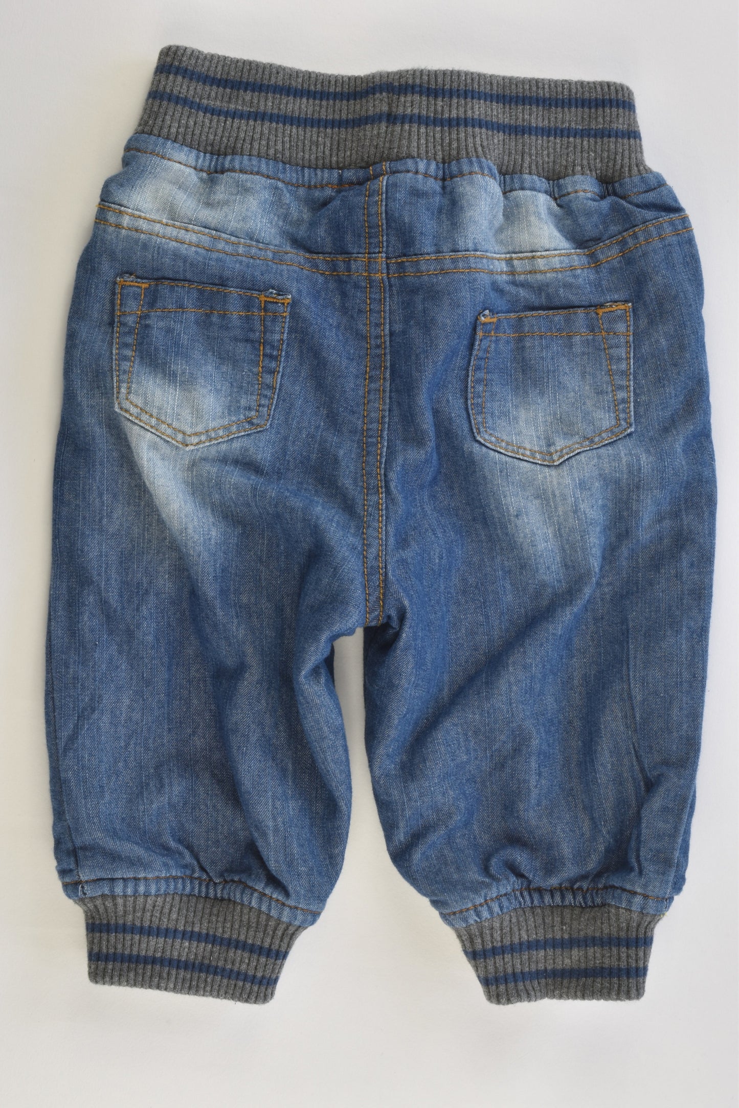 Lullaby by Ollie's Place Size 00 (68 cm, 6-9 months) Rocket Ships Lined Denim Pants