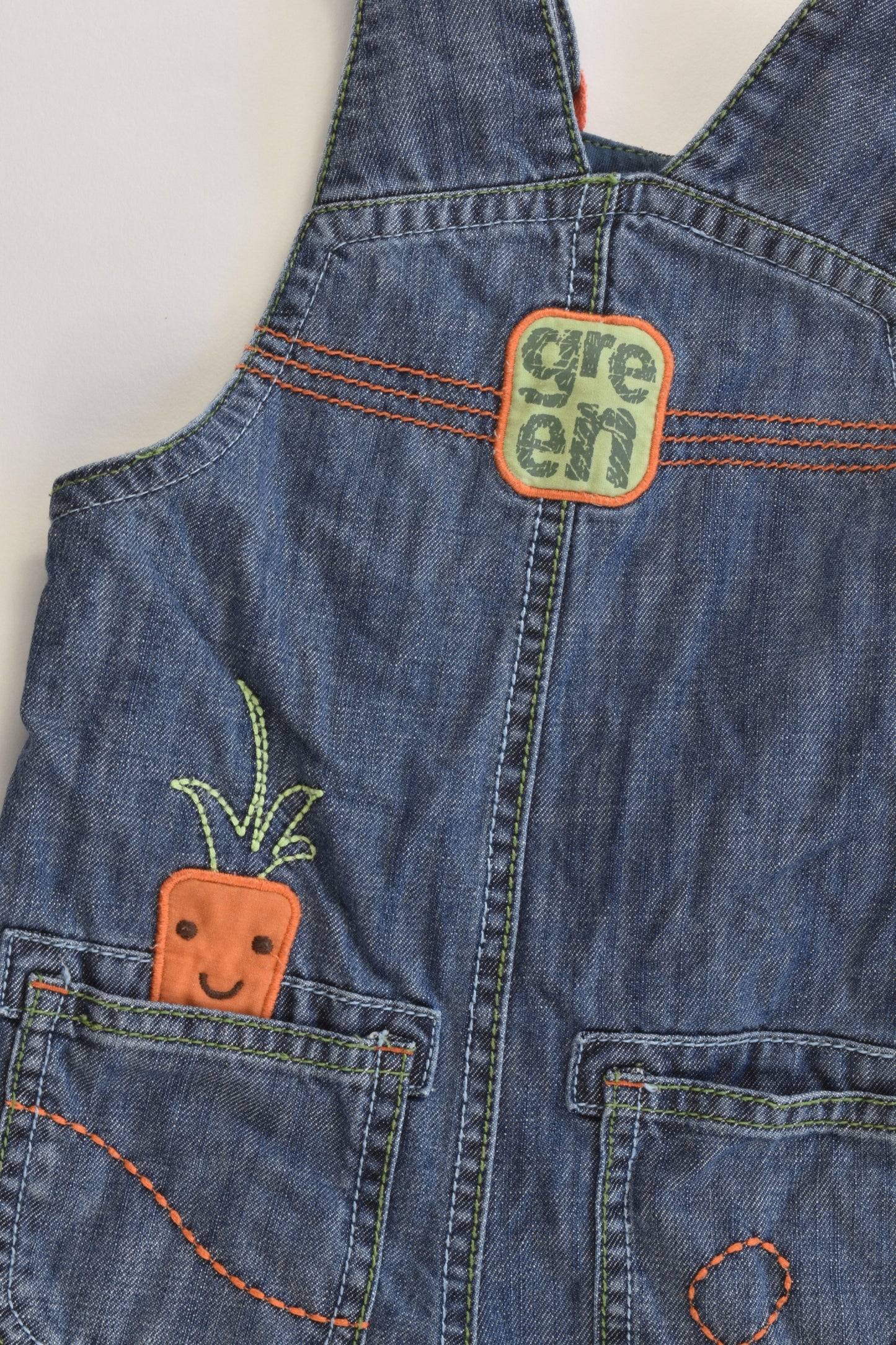 Marks & Spencer Size 0 (9-12 months) Veggie Patch Lined Denim Overalls