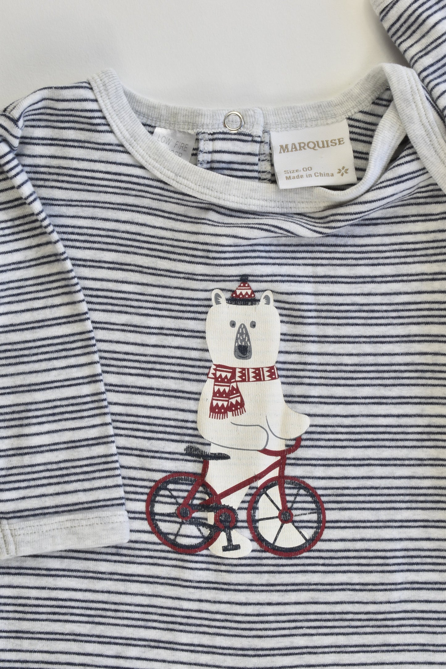Marquise Size 00 Polar Bear on Bike Romper