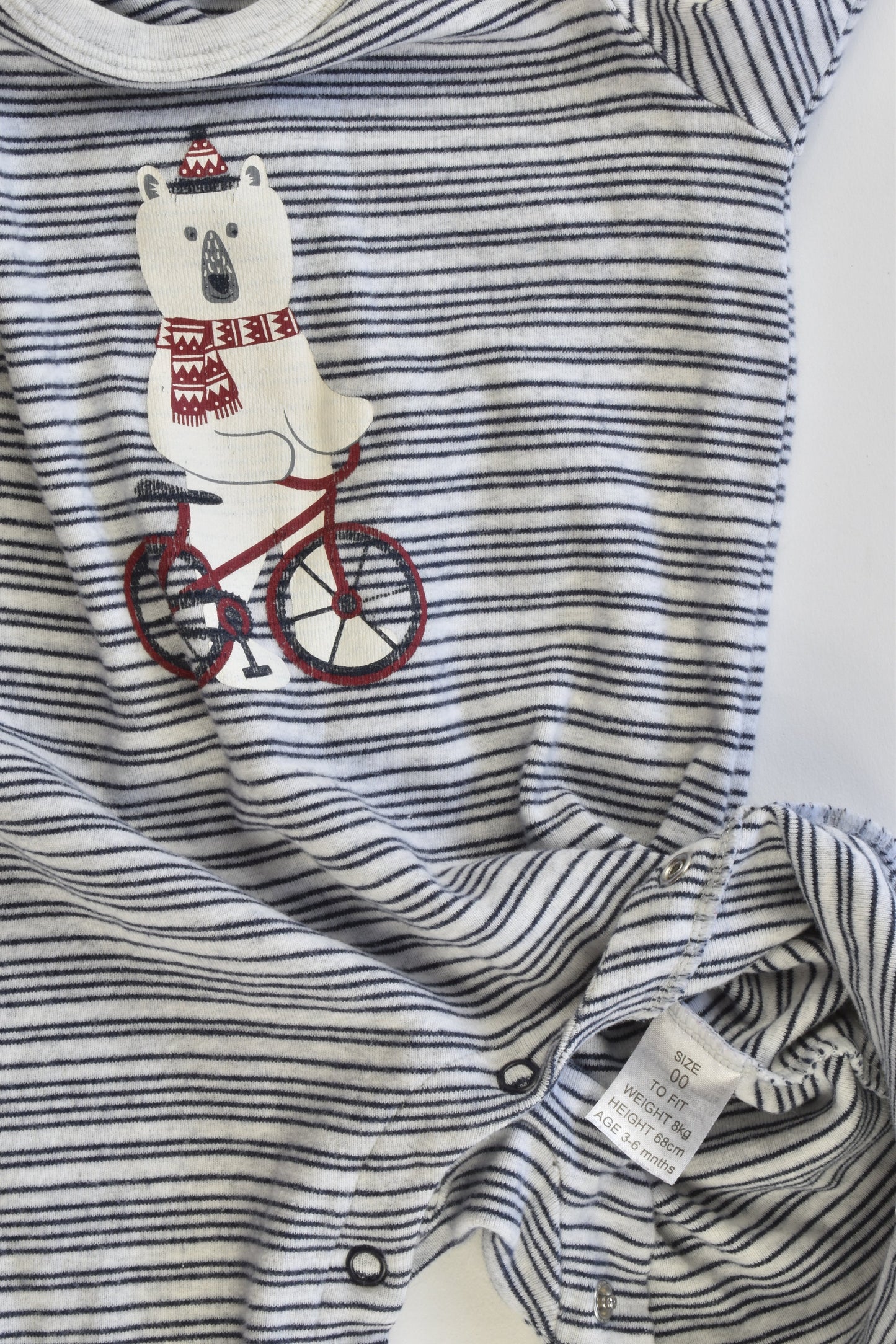 Marquise Size 00 Polar Bear on Bike Romper