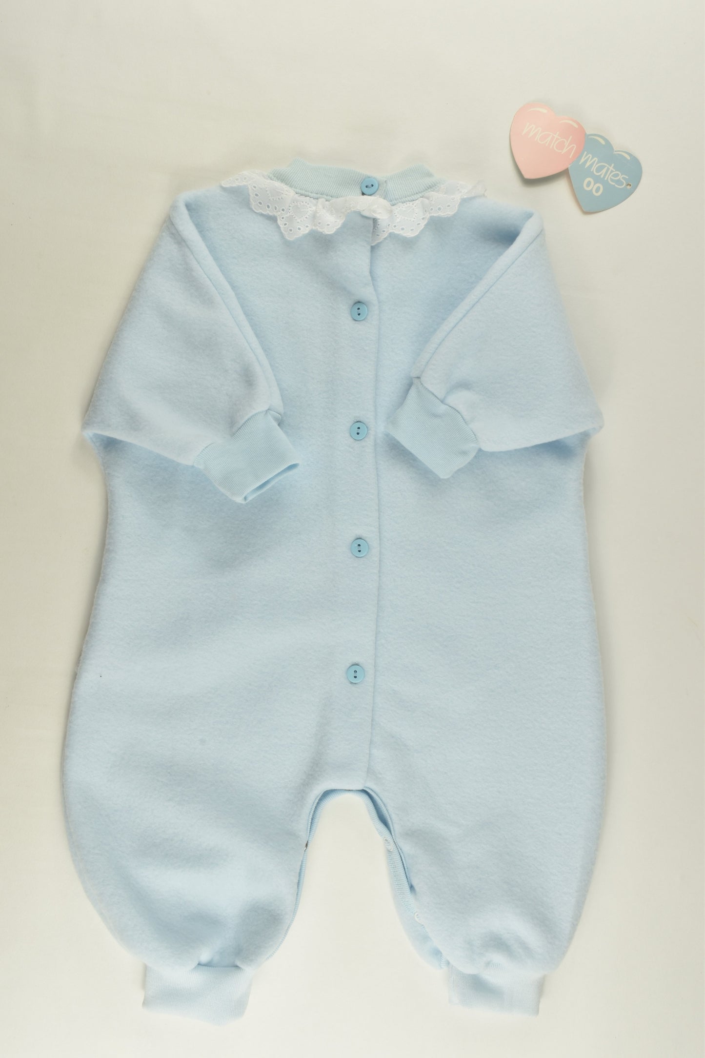 Match Mates Size 00 Vintage Bow and Lace Fleece Playsuit