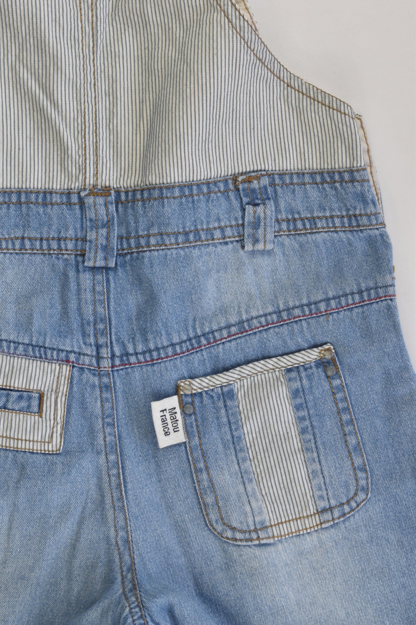 Matou France Size 1 (18 months) Nautical Lightweight Denim Short Overalls