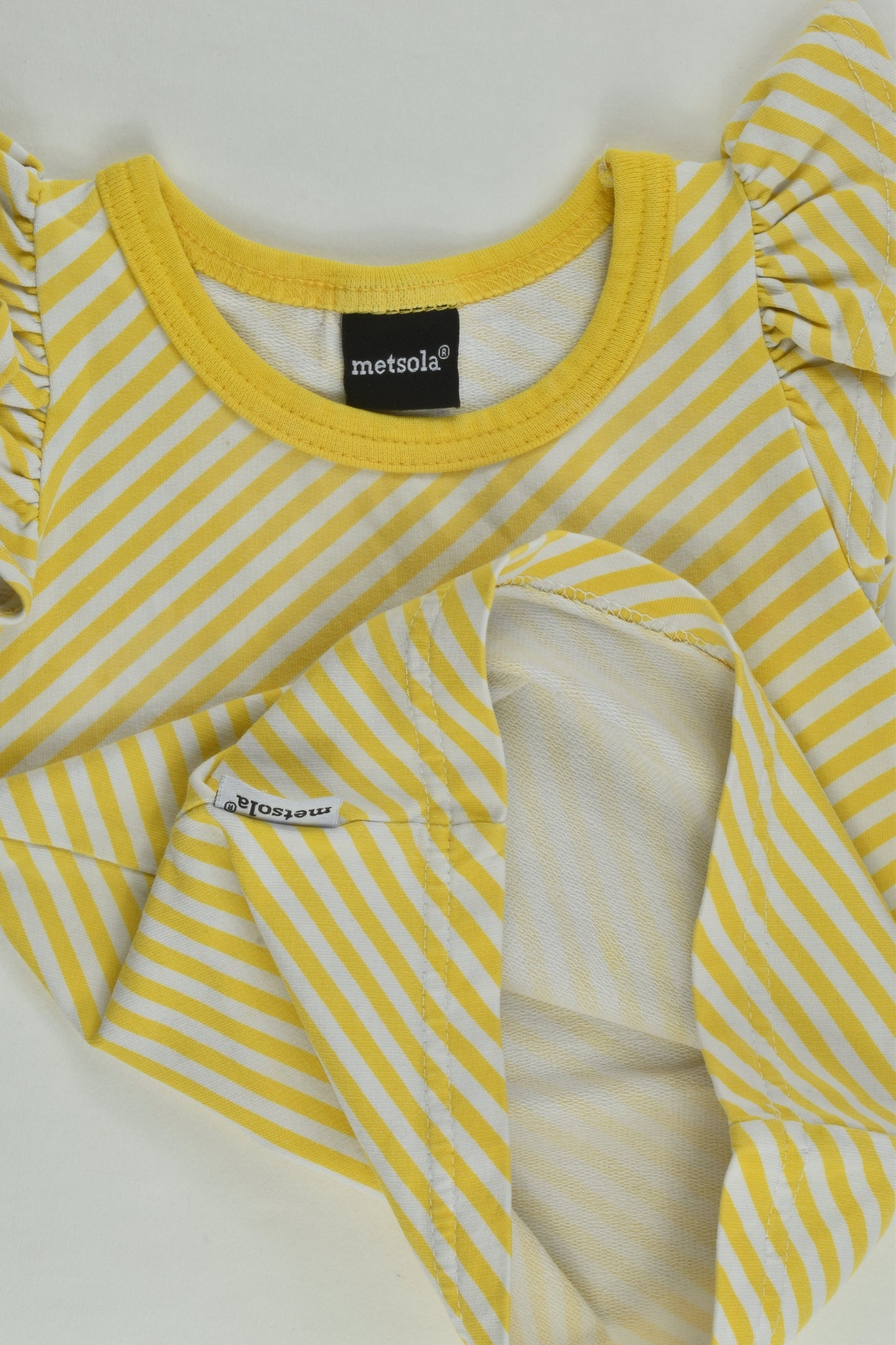 Metsola Size 0-1 (80 cm) Striped Ruffle Sleeve Top
