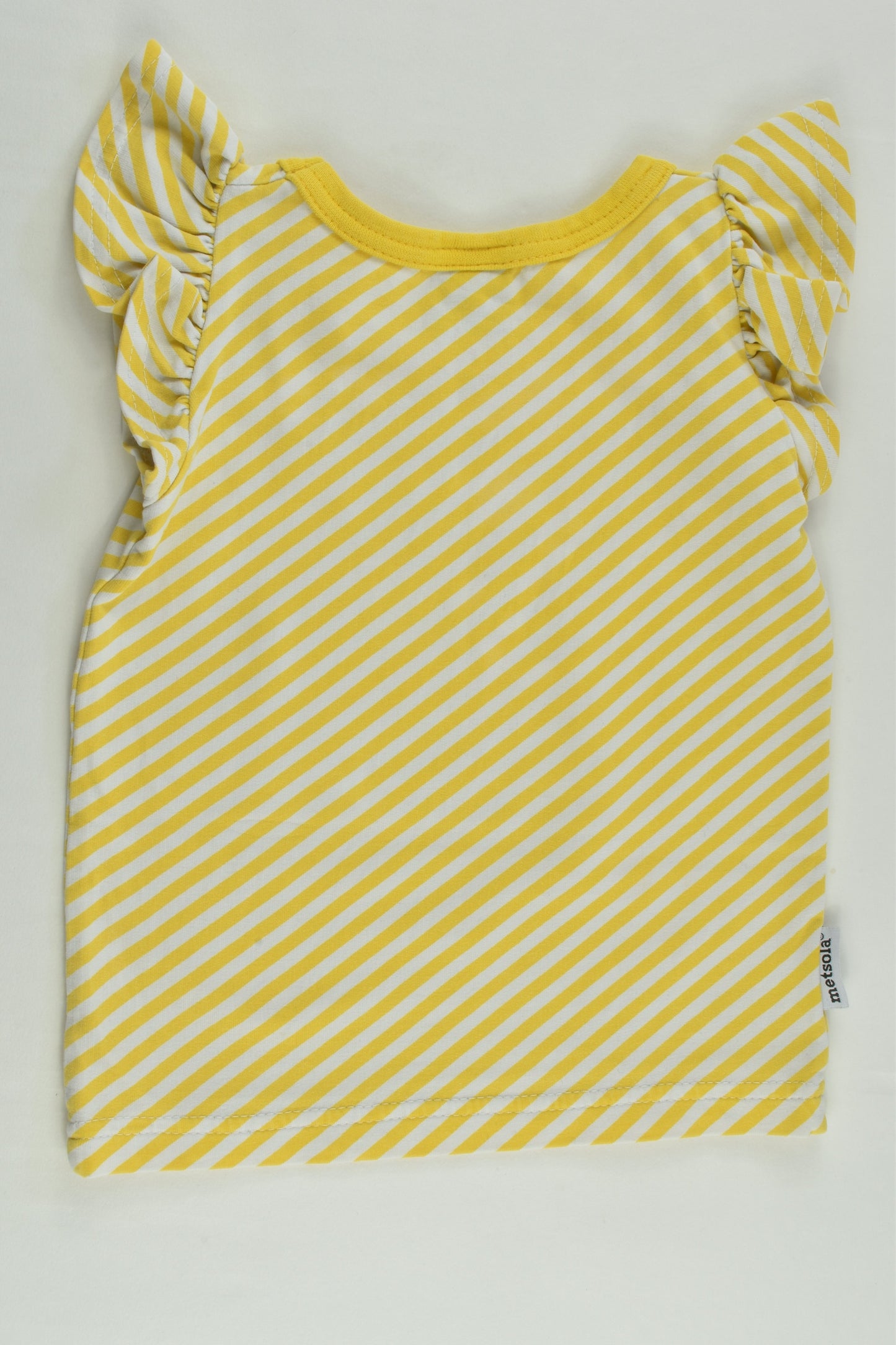 Metsola Size 0-1 (80 cm) Striped Ruffle Sleeve Top