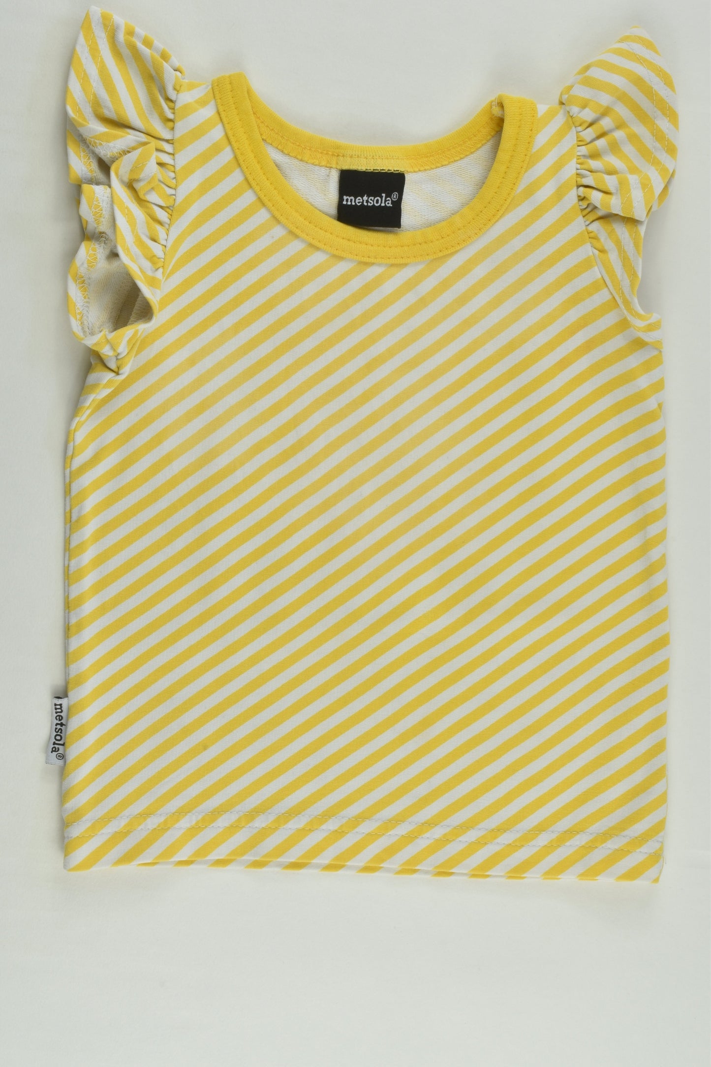 Metsola Size 0-1 (80 cm) Striped Ruffle Sleeve Top