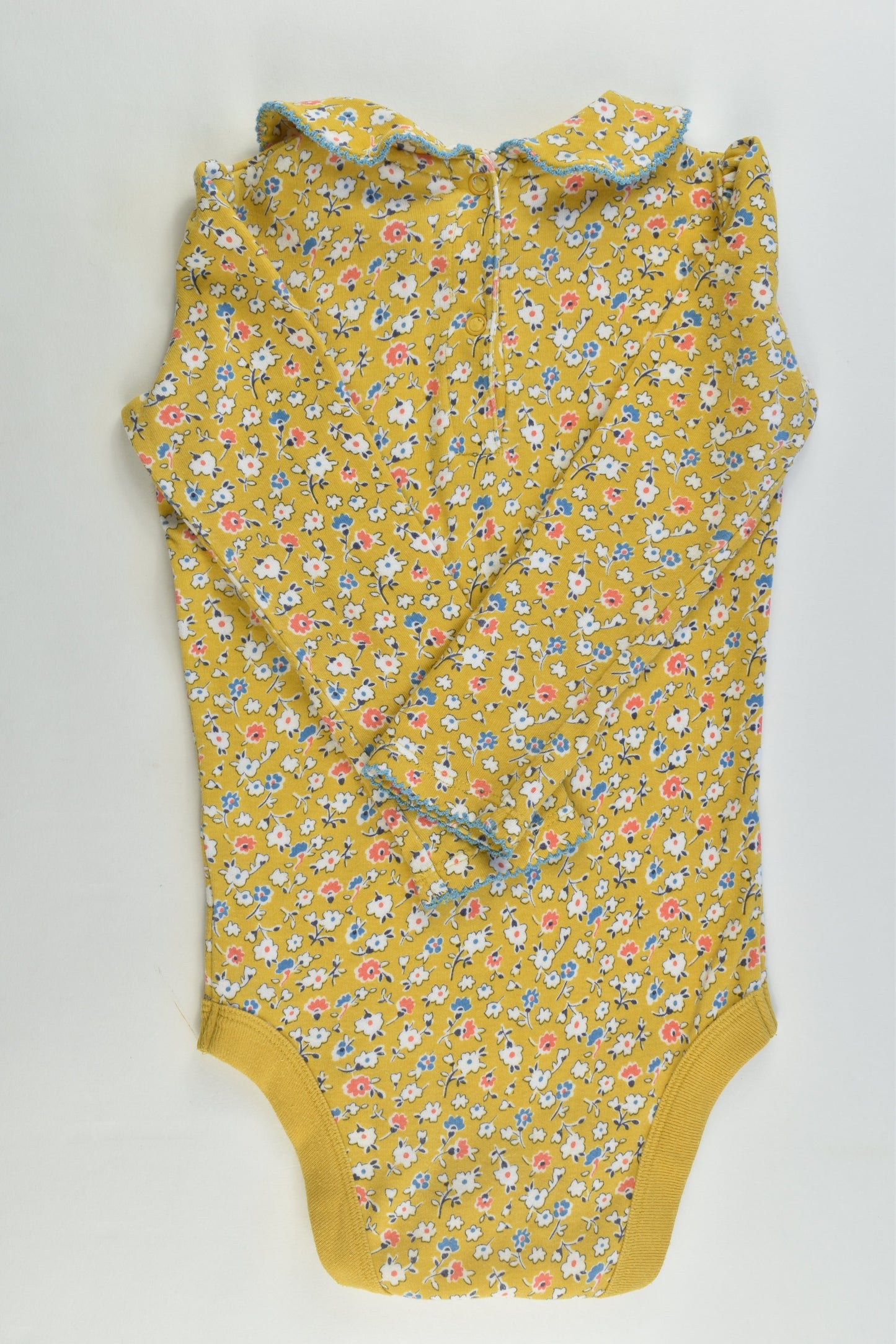 Mini Boden Size 18-24 months Floral Mustard Bodysuit
