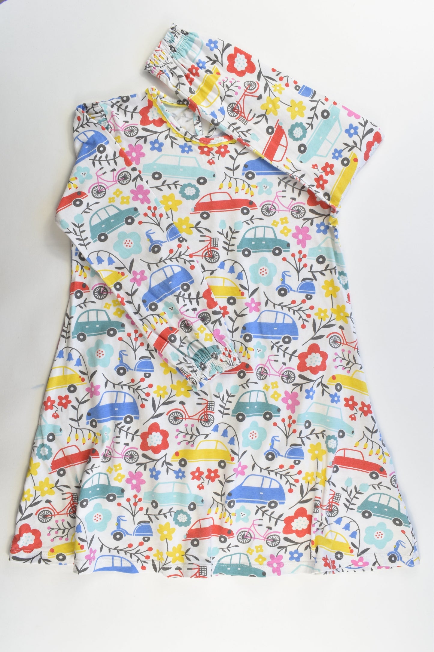 Mini Boden (?) Size 8-9 Vehicles and Flowers Dress